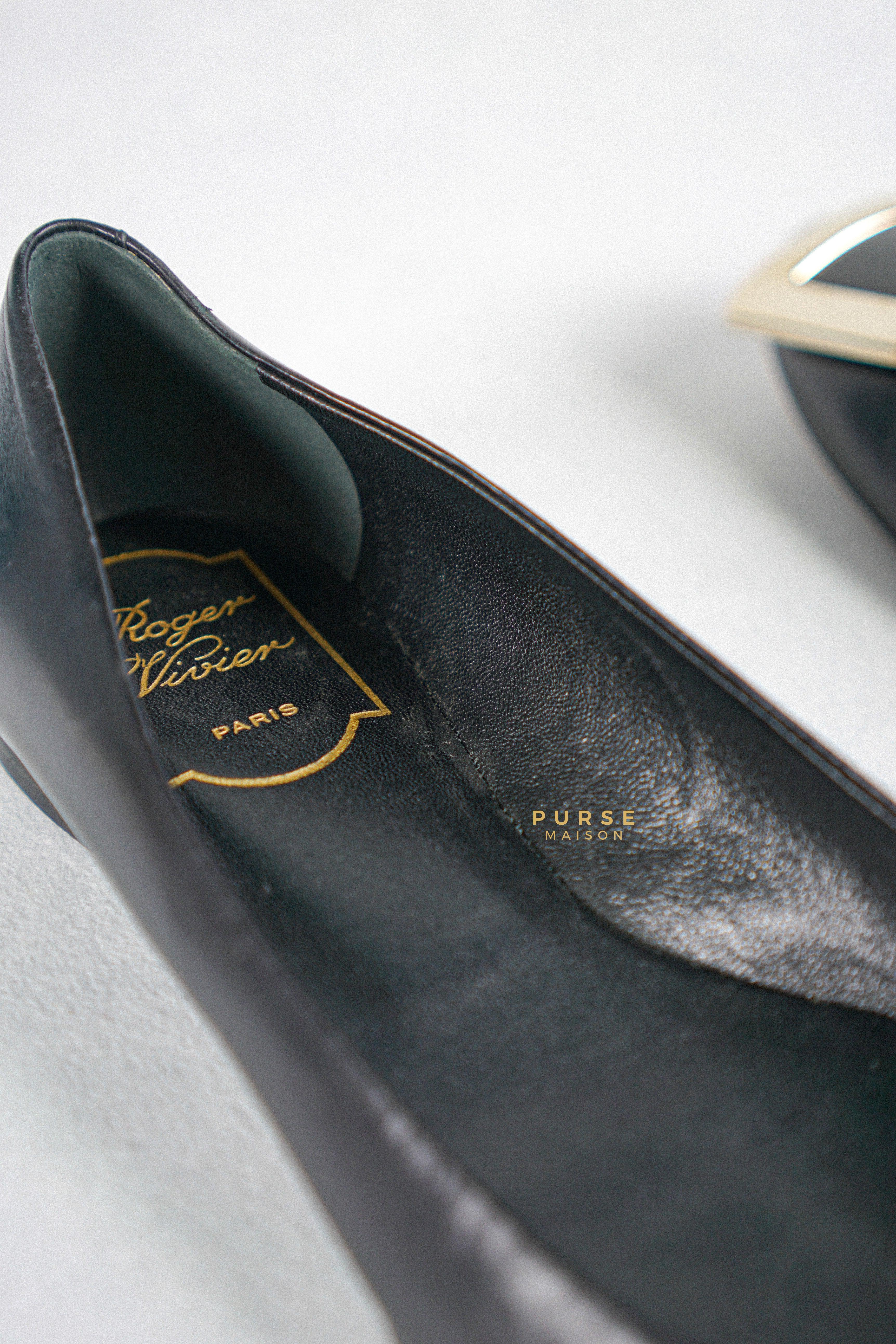 Roger Vivier Black Ballerine Belle Vivier Shoes Size 36.5 (24cm) | Purse Maison Luxury Bags Shop
