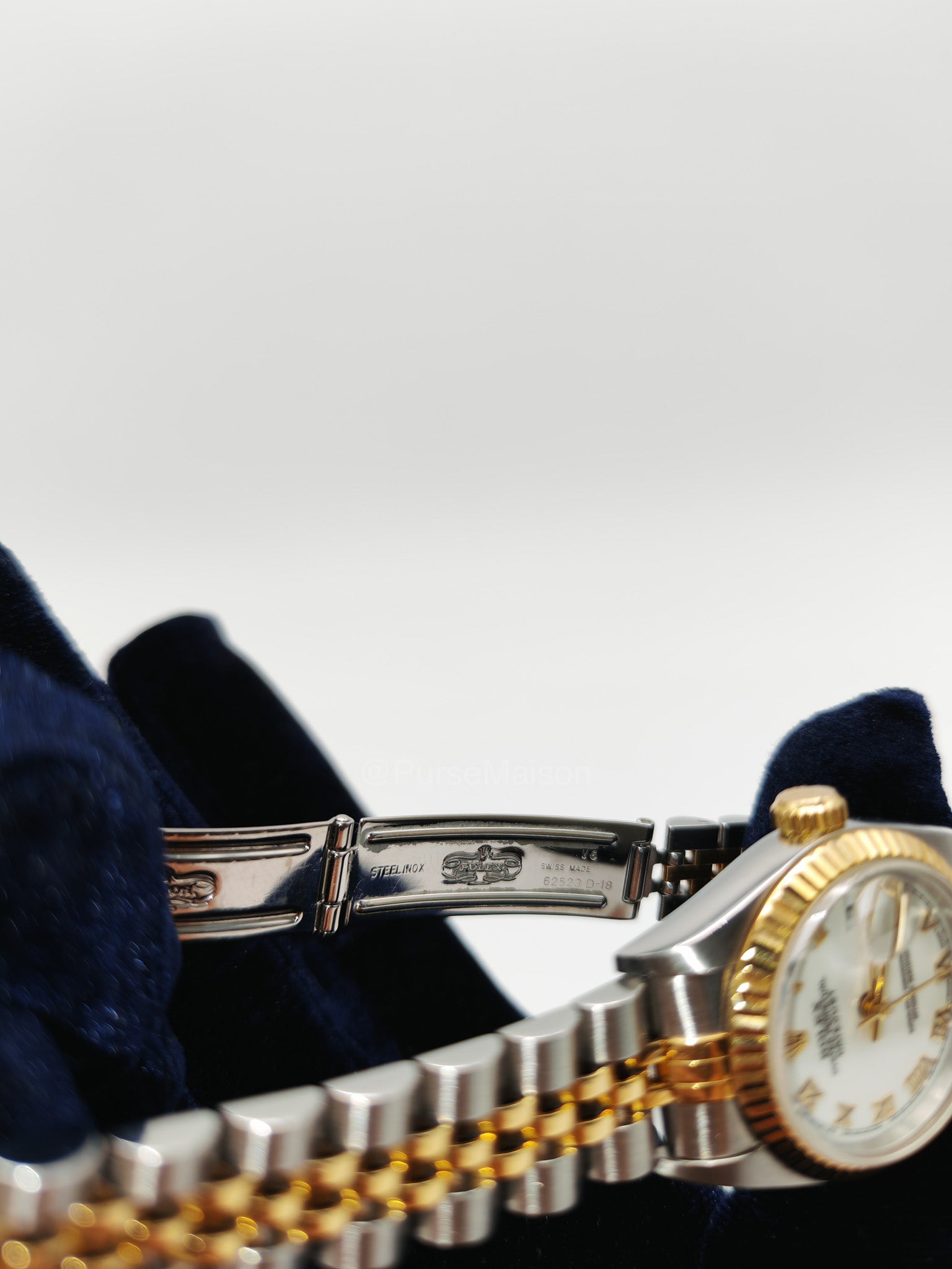 Rolex Oyster Perpetual Datejust White Roman Numeral Dial Two Tone Jubilee Bracelet 26 mm Ref. No. 69173 (1996) | Purse Maison Luxury Bags Shop