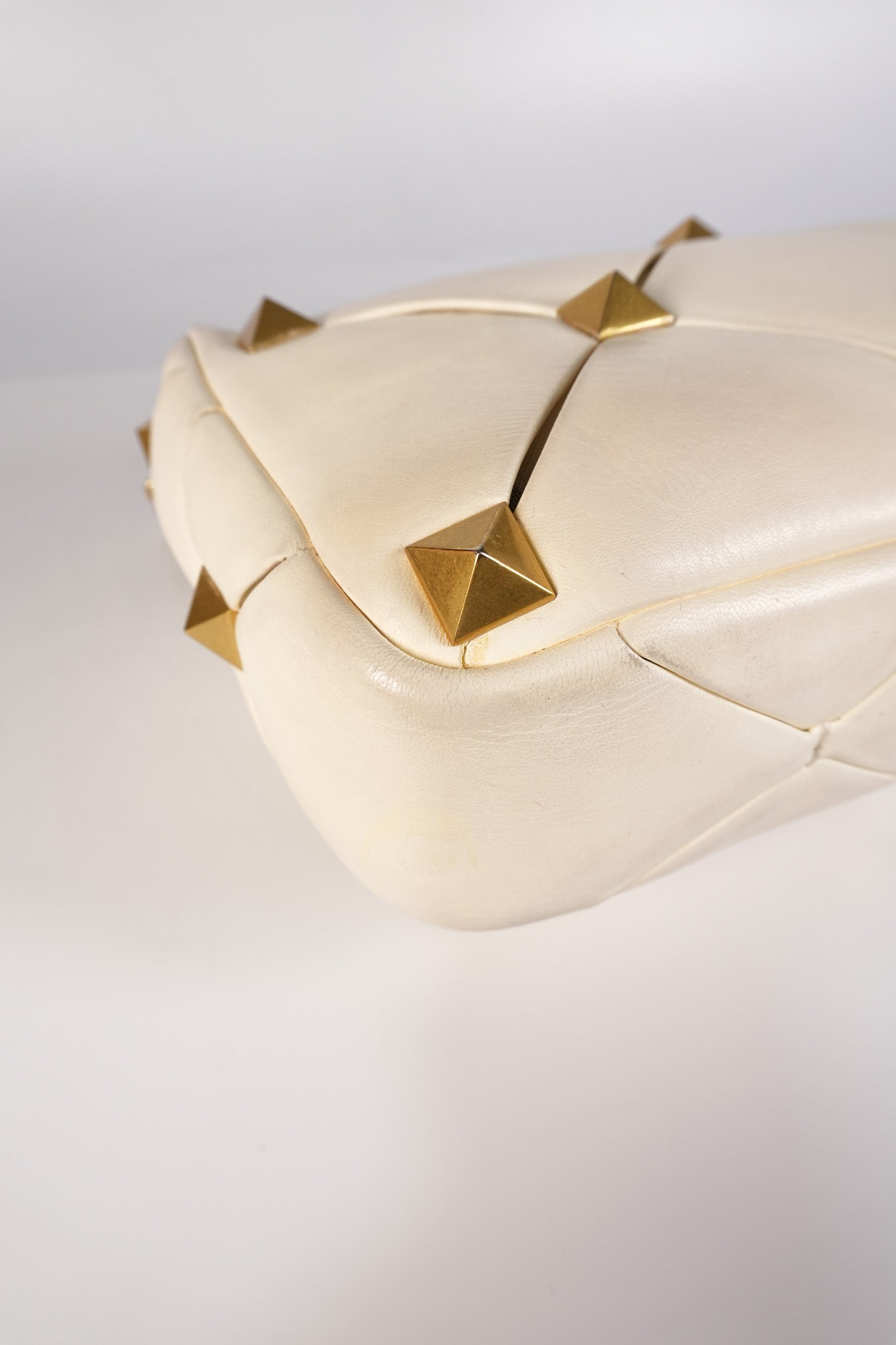 Roman Stud Top Handle Off White Nappa Leather Crossbody Bag | Purse Maison Luxury Bags Shop