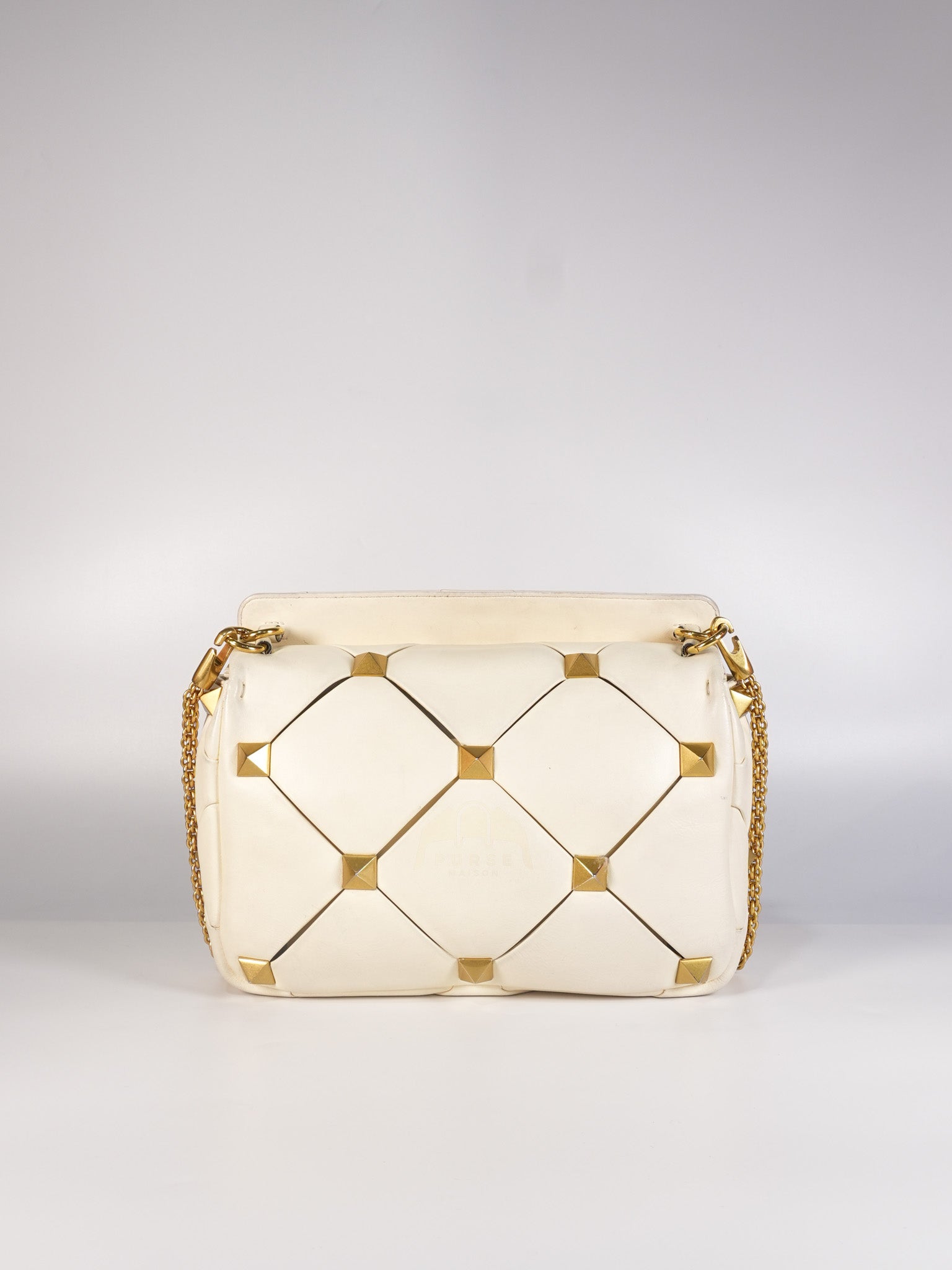 Roman Stud Top Handle Off White Nappa Leather Crossbody Bag | Purse Maison Luxury Bags Shop