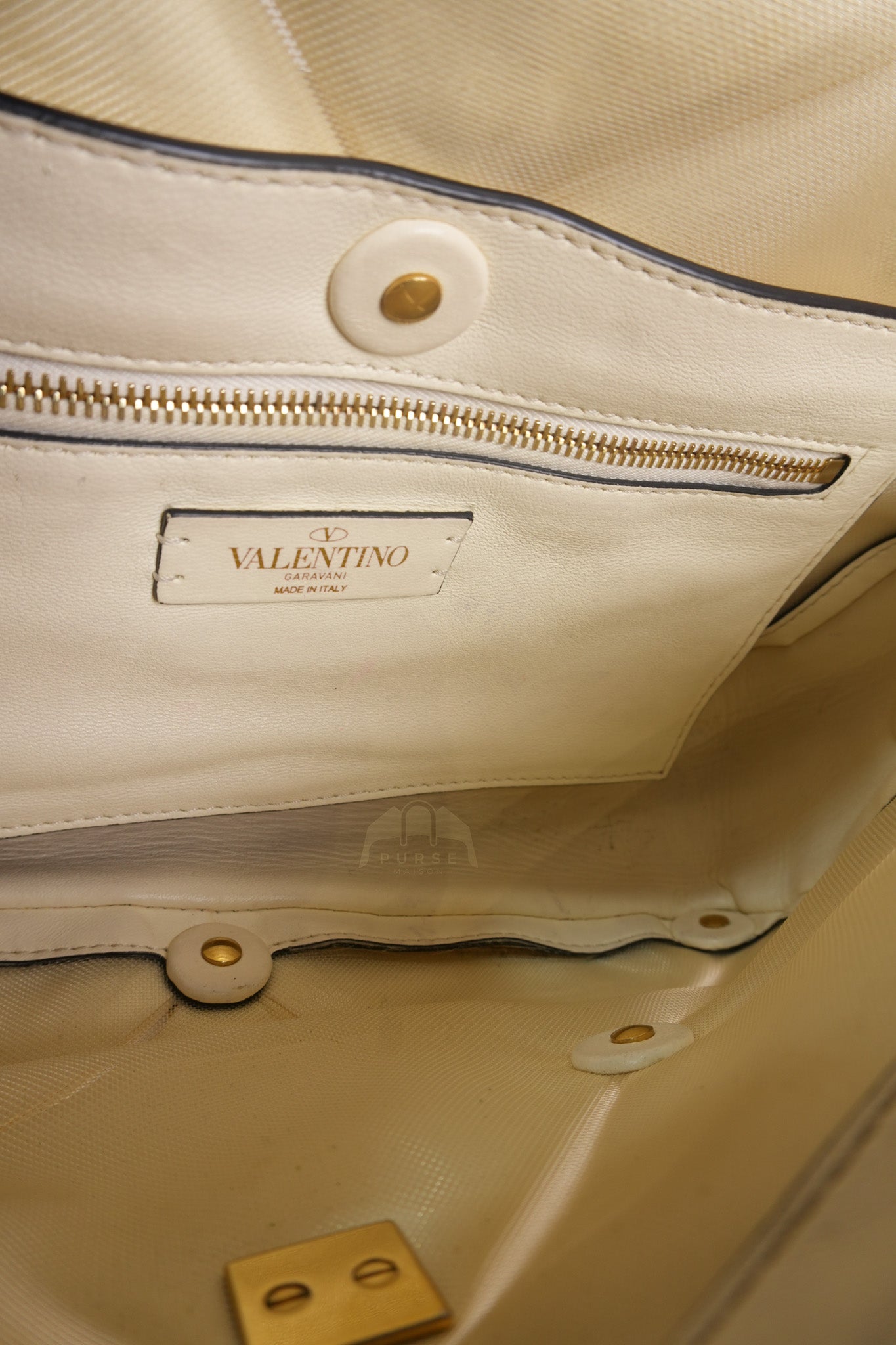 Roman Stud Top Handle Off White Nappa Leather Crossbody Bag | Purse Maison Luxury Bags Shop