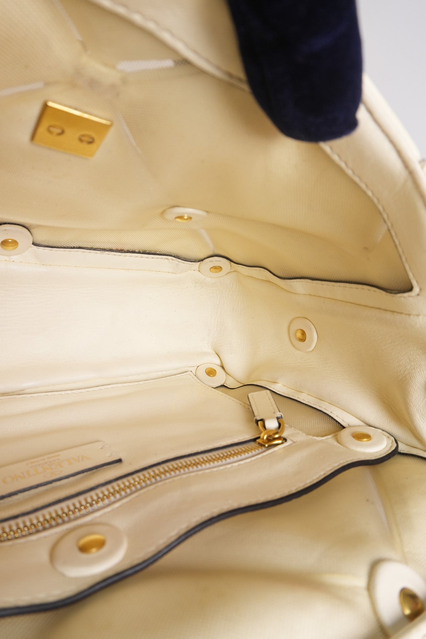 Roman Stud Top Handle Off White Nappa Leather Crossbody Bag | Purse Maison Luxury Bags Shop