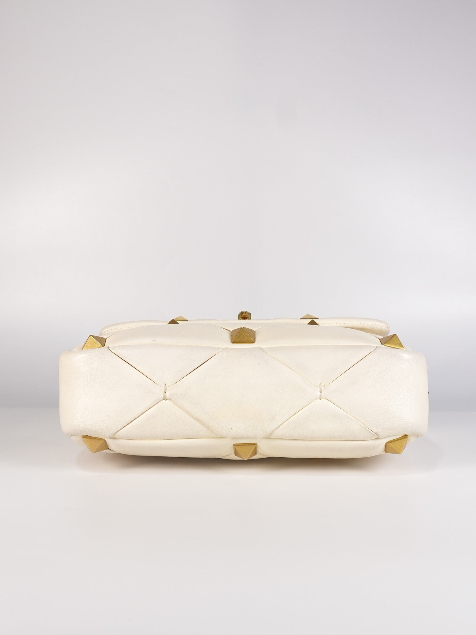 Roman Stud Top Handle Off White Nappa Leather Crossbody Bag | Purse Maison Luxury Bags Shop