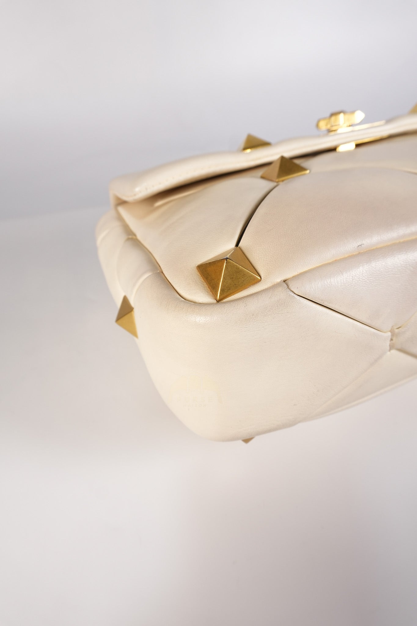Roman Stud Top Handle Off White Nappa Leather Crossbody Bag | Purse Maison Luxury Bags Shop