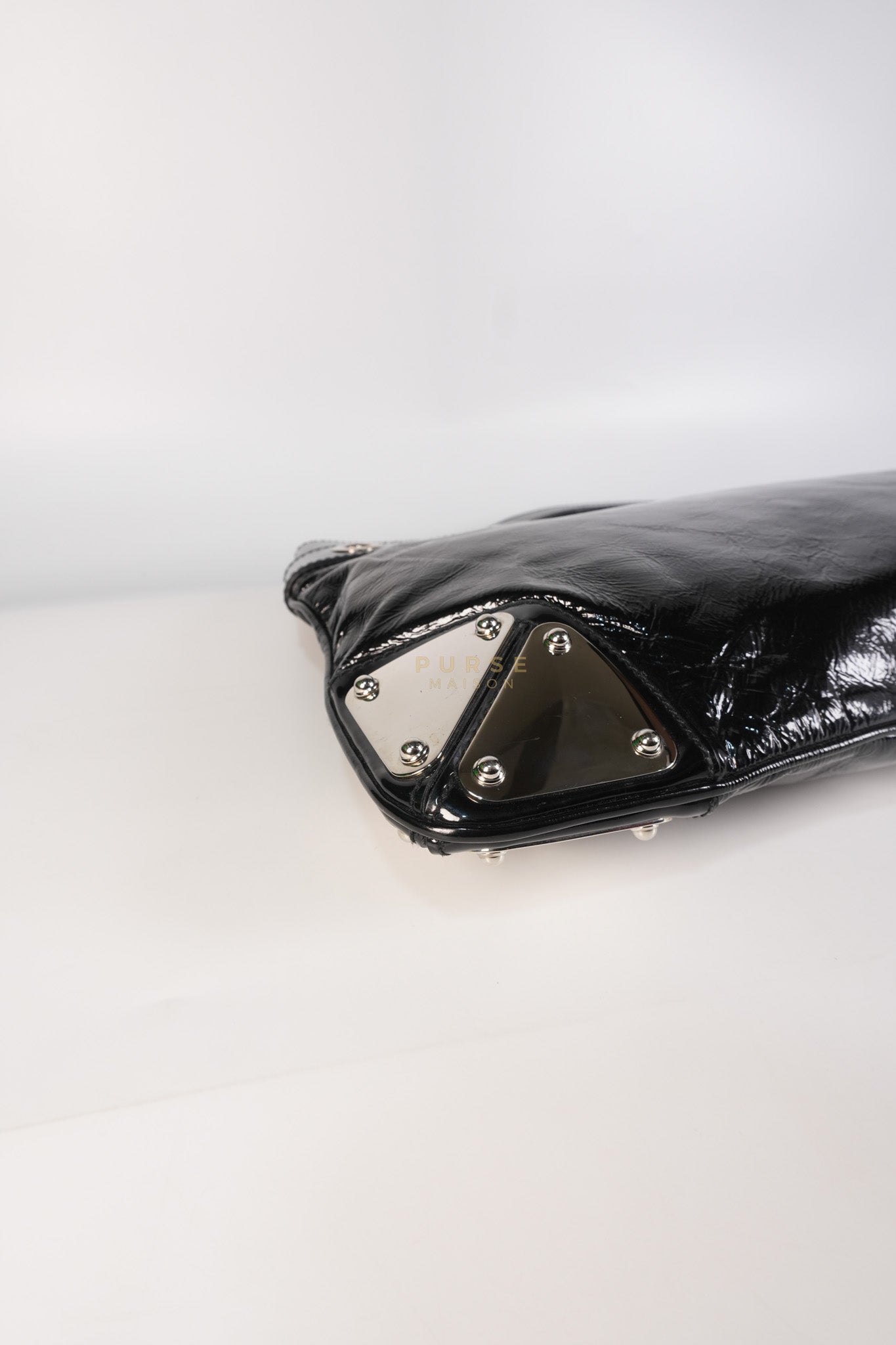 Romy Tote Bag in Black Patent Leather | Purse Maison Luxury Bags Shop