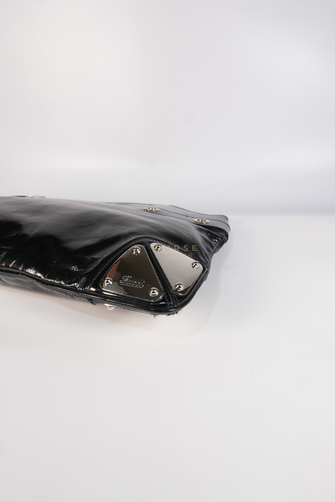 Romy Tote Bag in Black Patent Leather | Purse Maison Luxury Bags Shop