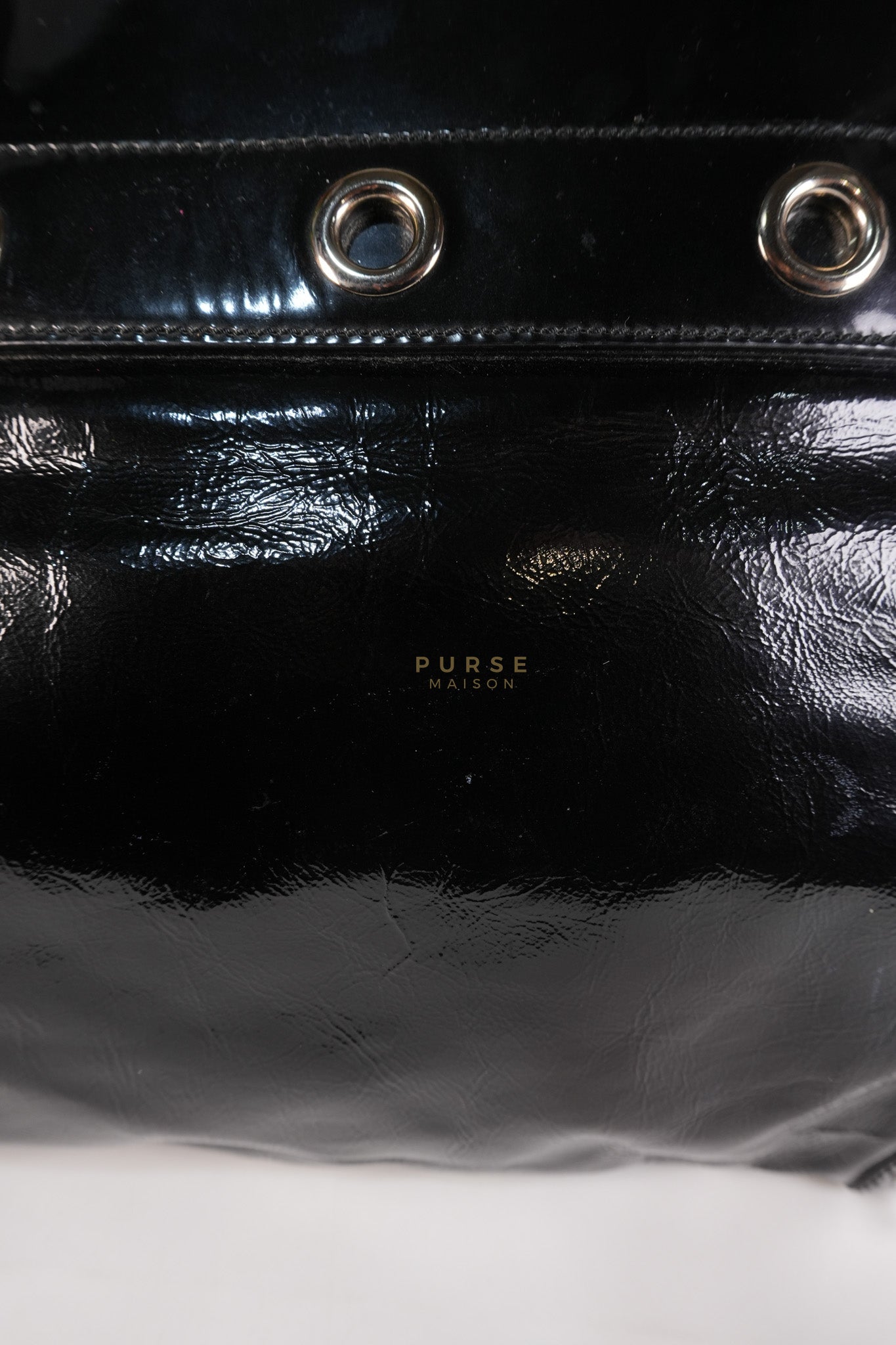 Romy Tote Bag in Black Patent Leather | Purse Maison Luxury Bags Shop
