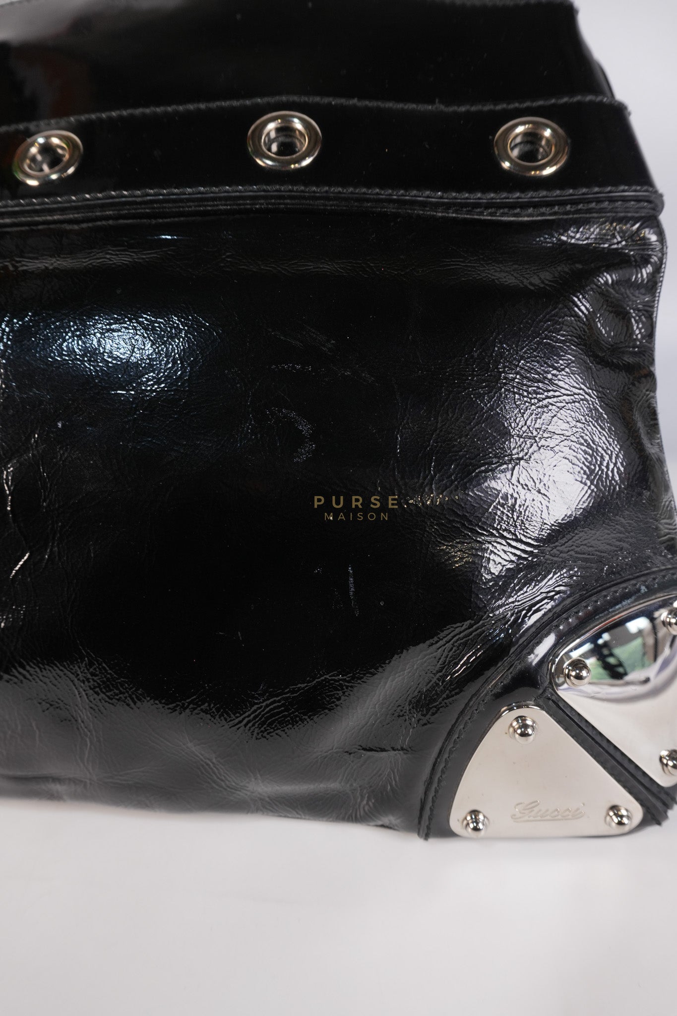 Romy Tote Bag in Black Patent Leather | Purse Maison Luxury Bags Shop