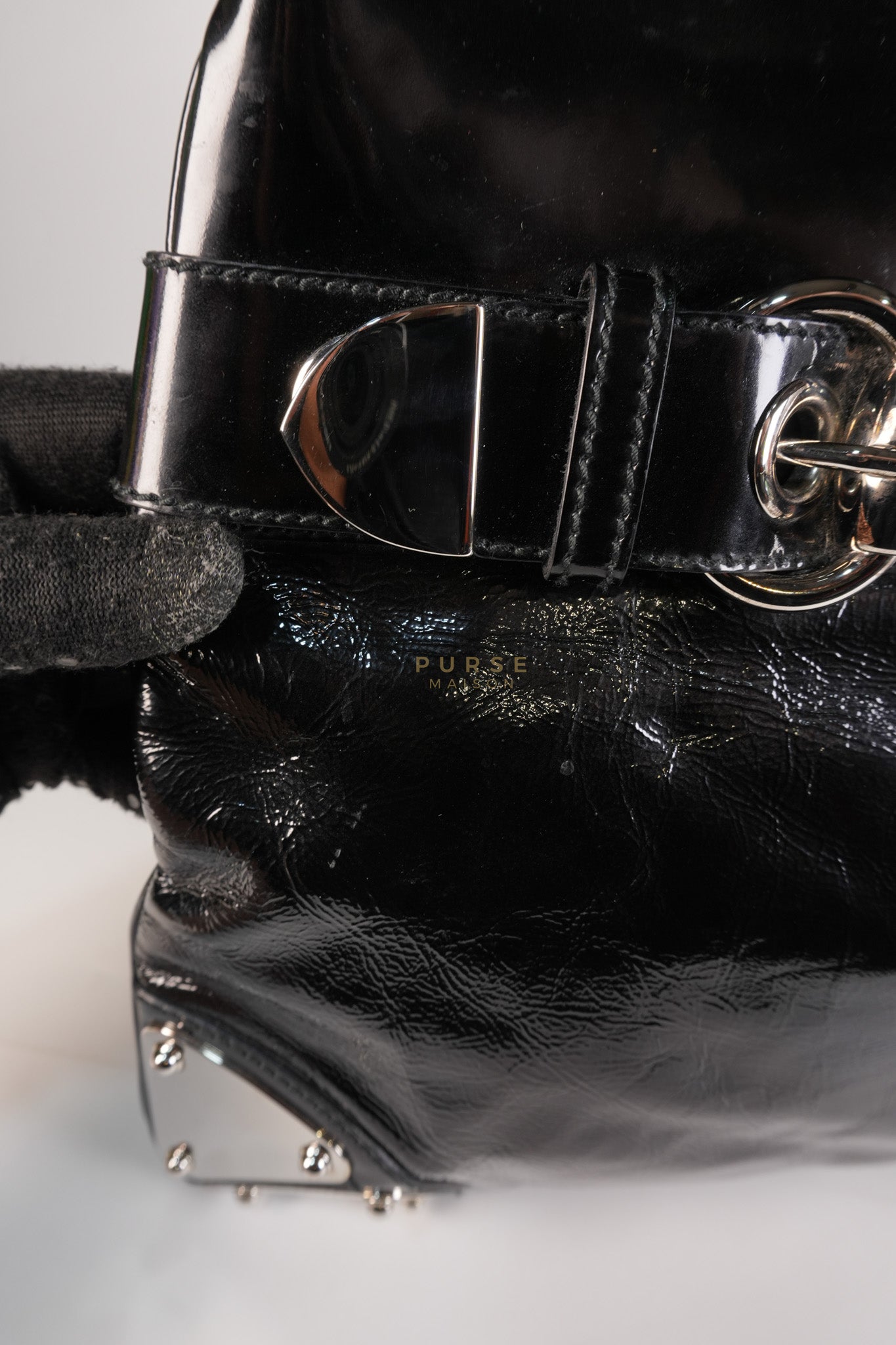 Romy Tote Bag in Black Patent Leather | Purse Maison Luxury Bags Shop