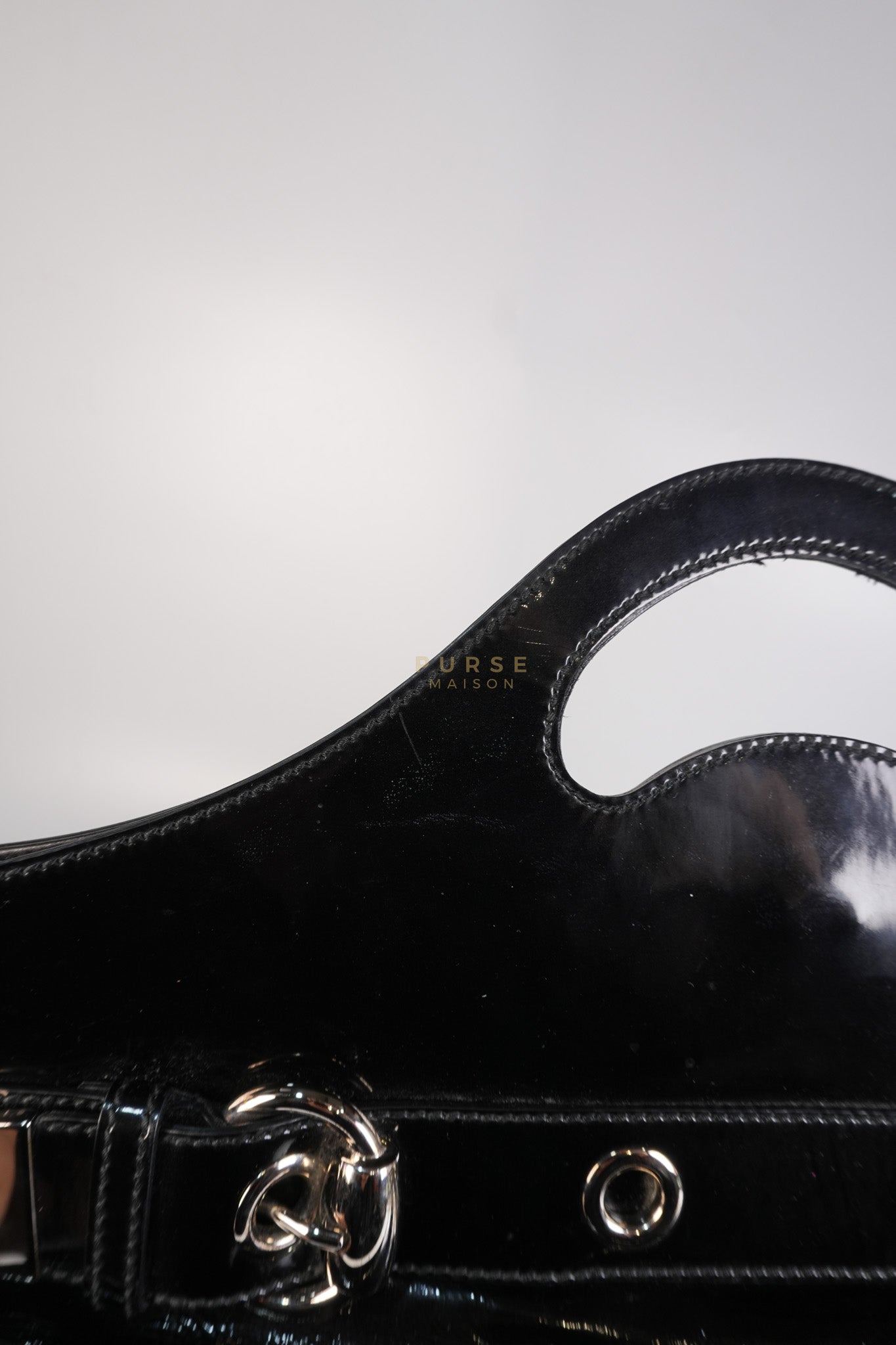 Romy Tote Bag in Black Patent Leather | Purse Maison Luxury Bags Shop
