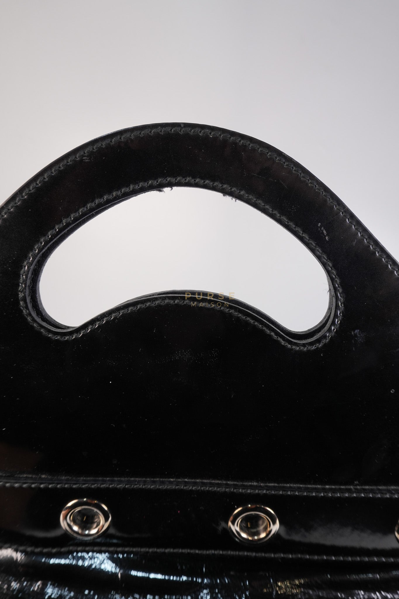 Romy Tote Bag in Black Patent Leather | Purse Maison Luxury Bags Shop