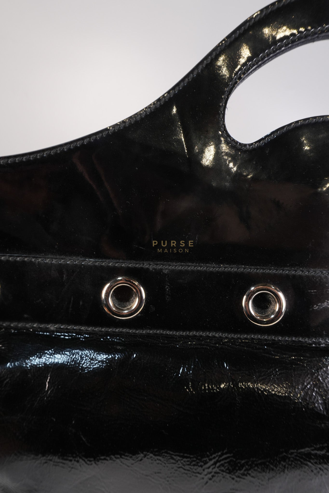 Romy Tote Bag in Black Patent Leather | Purse Maison Luxury Bags Shop