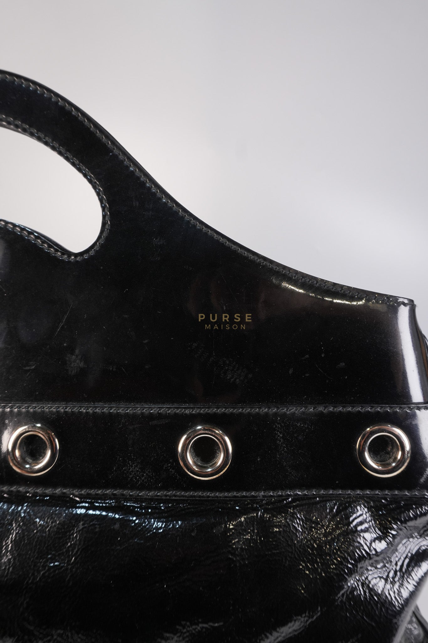 Romy Tote Bag in Black Patent Leather | Purse Maison Luxury Bags Shop