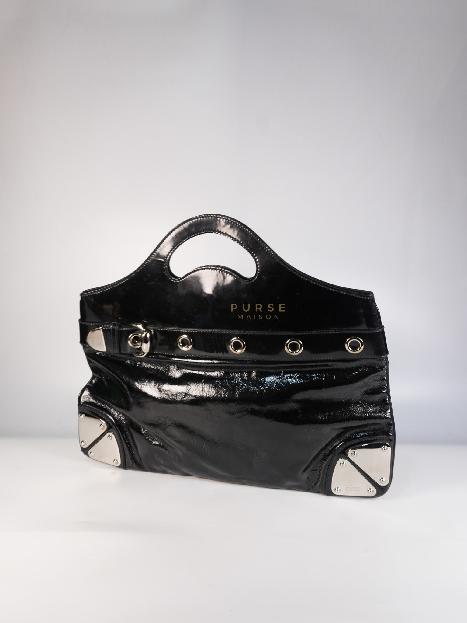 Romy Tote Bag in Black Patent Leather | Purse Maison Luxury Bags Shop