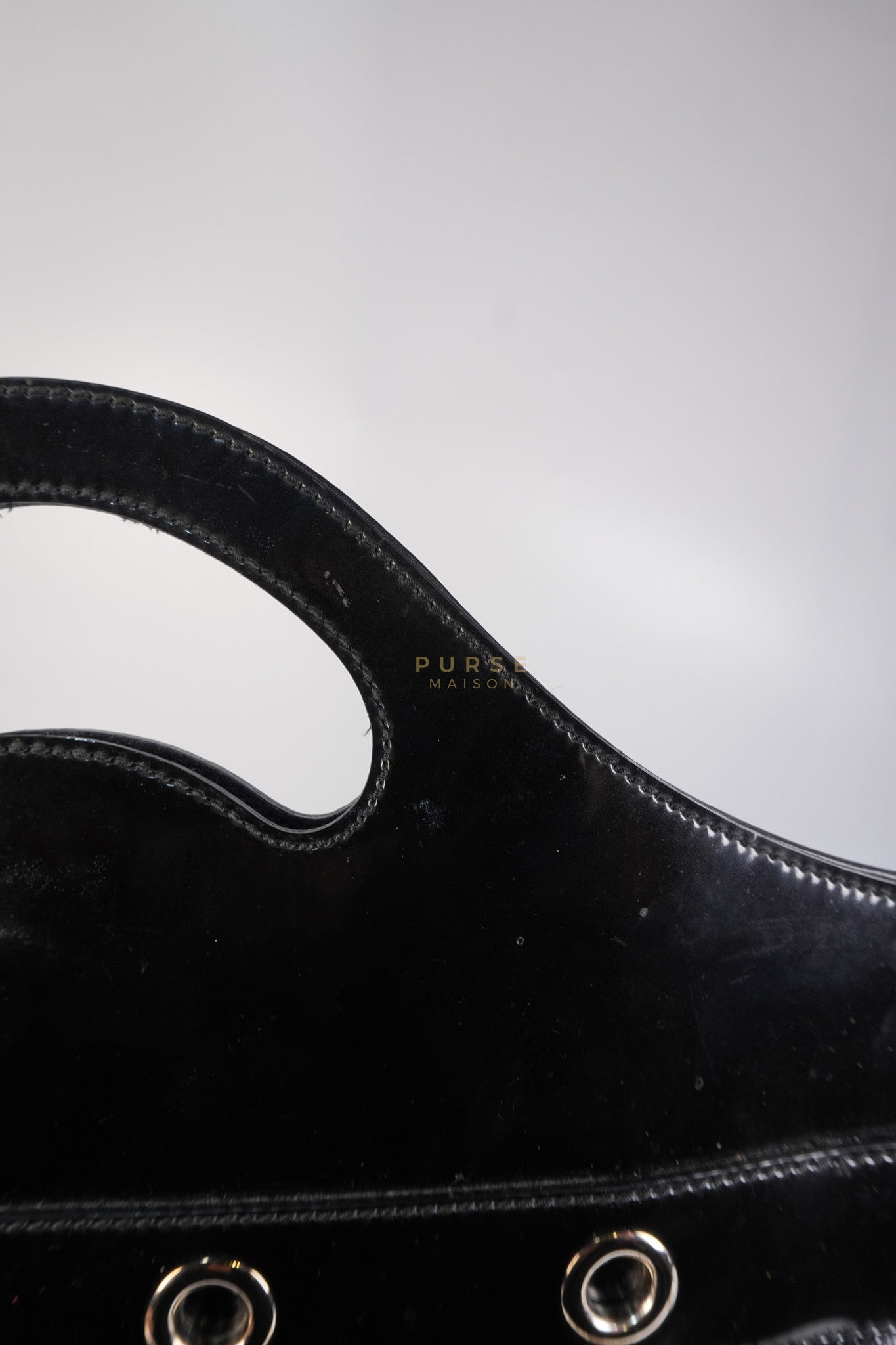 Romy Tote Bag in Black Patent Leather | Purse Maison Luxury Bags Shop
