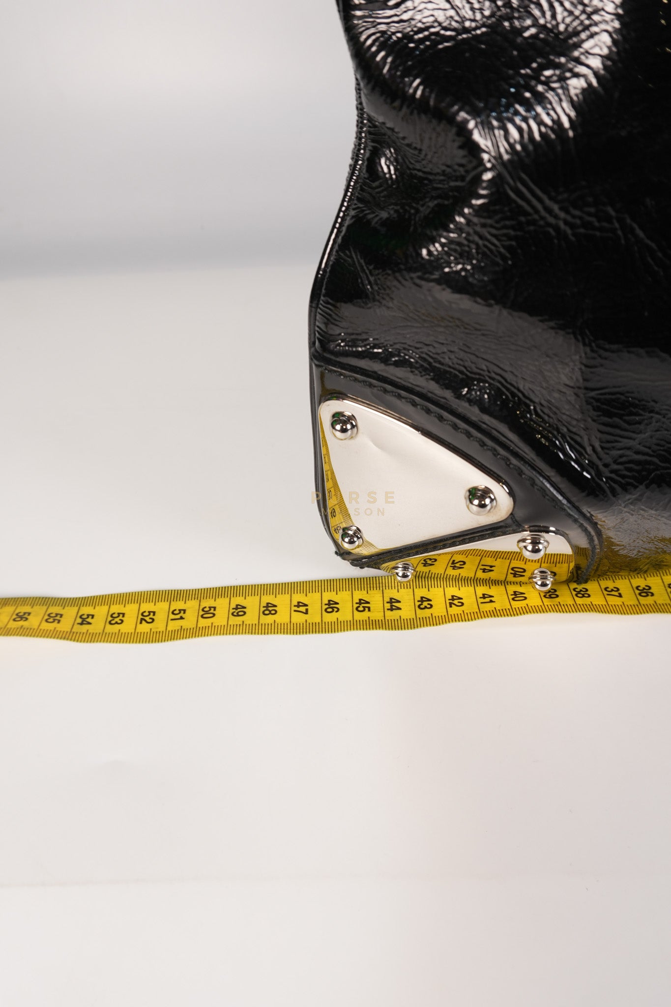 Romy Tote Bag in Black Patent Leather | Purse Maison Luxury Bags Shop