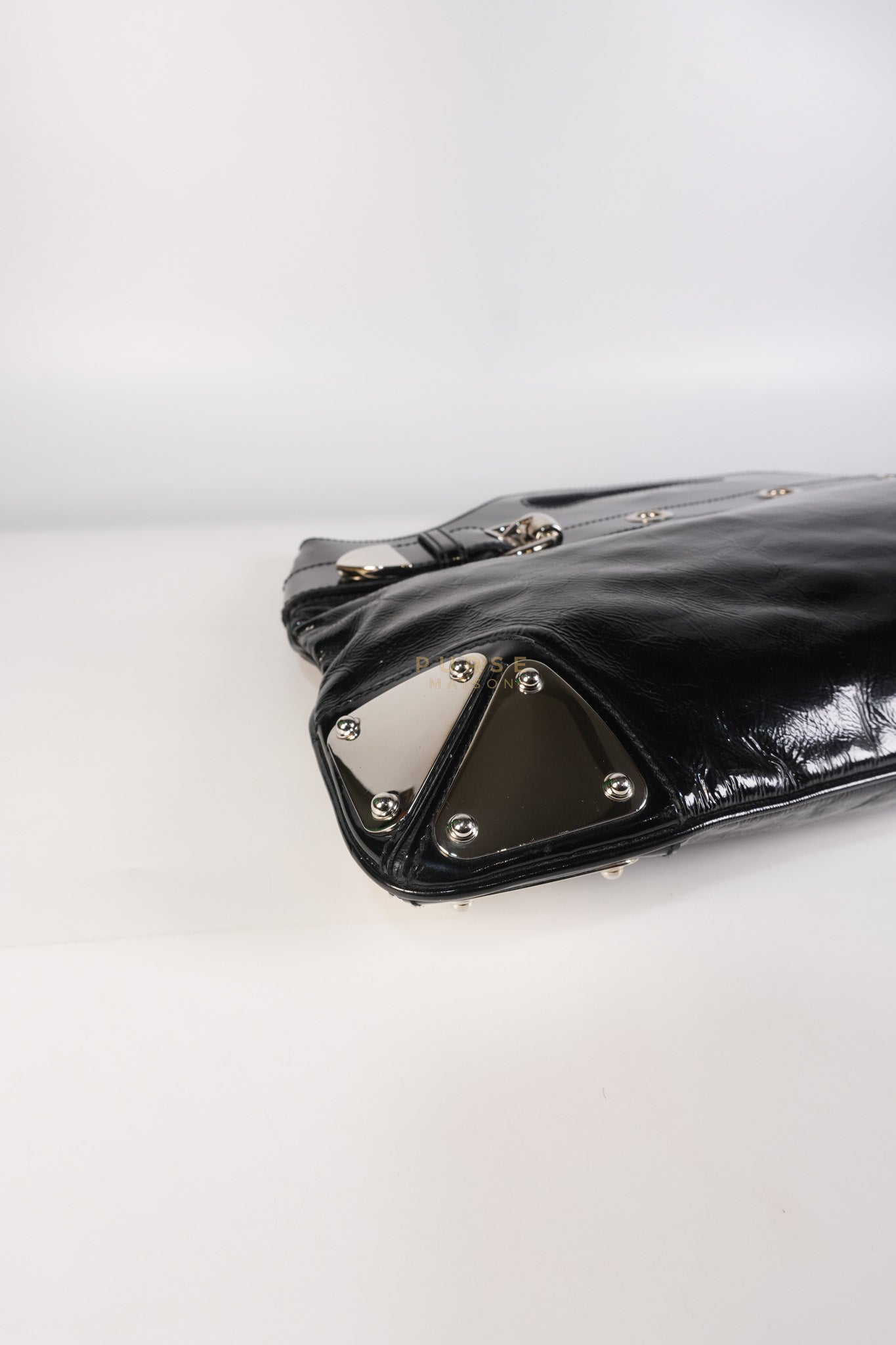 Romy Tote Bag in Black Patent Leather | Purse Maison Luxury Bags Shop