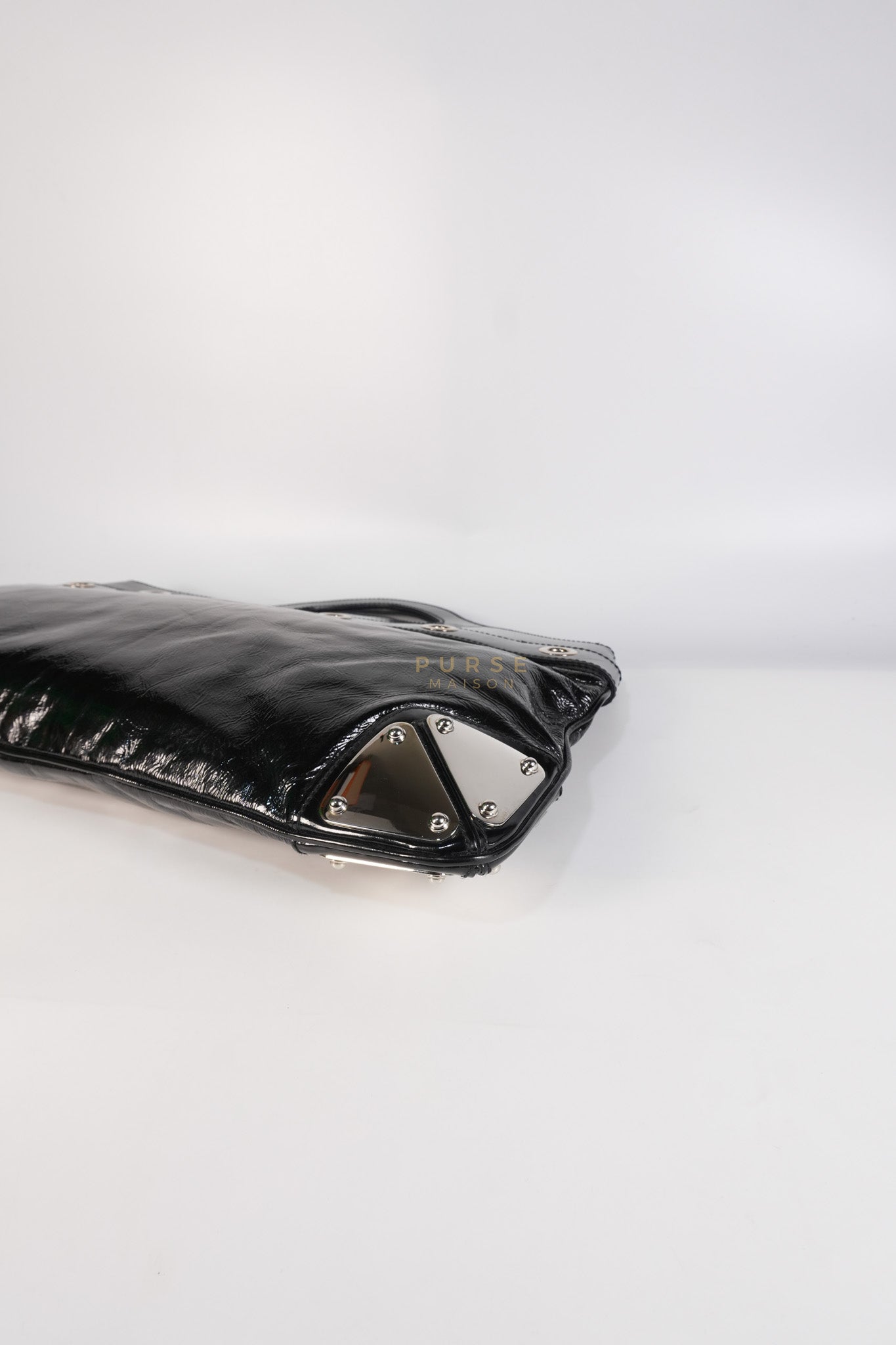 Romy Tote Bag in Black Patent Leather | Purse Maison Luxury Bags Shop