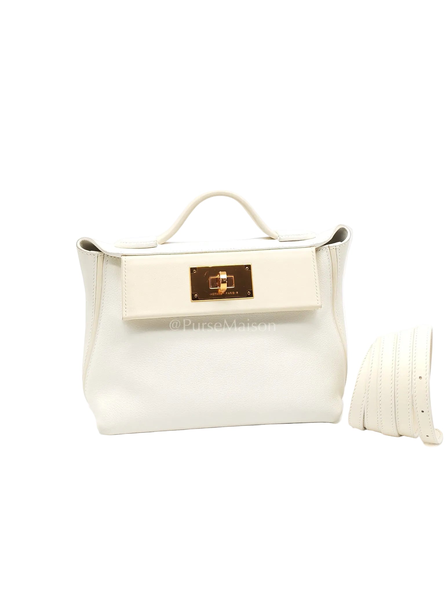 Hermes 24/24 Mini Veau Evercolor/Veau Swift Ay Blanc/Nata and Gold Hardware Stamp Z (2021)
