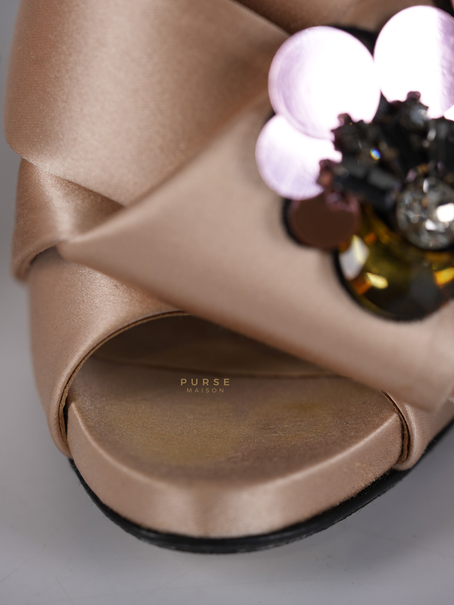 Ronny Pleated Crystal Heels in Cipria Size 35 EU (22 cm) | Purse Maison Luxury Bags Shop