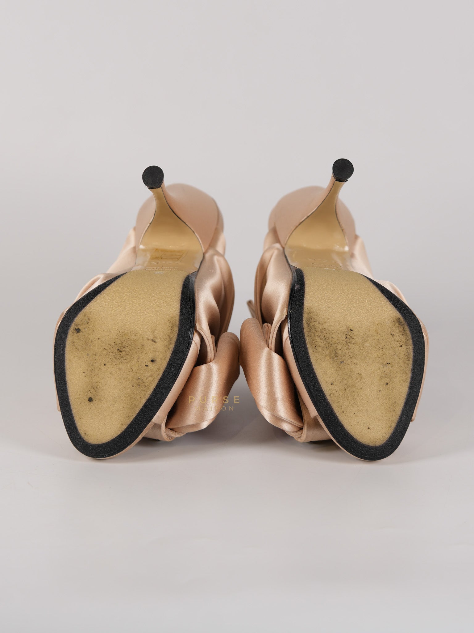 Ronny Pleated Crystal Heels in Cipria Size 35 EU (22 cm) | Purse Maison Luxury Bags Shop