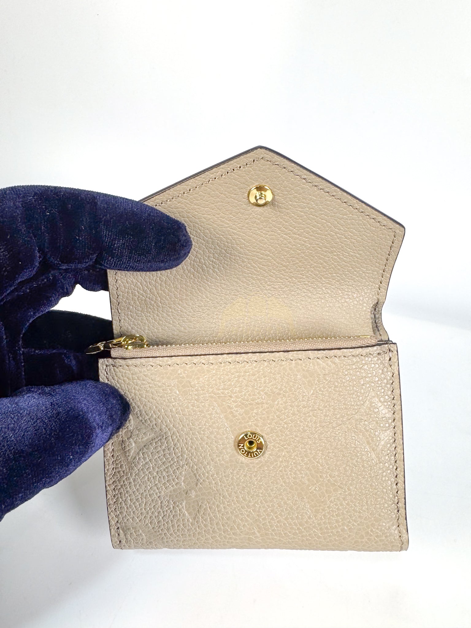 Rosalie Wallet in Tourterelle Monogram Empreinte Leather (Microchip) | Purse Maison Luxury Bags Shop