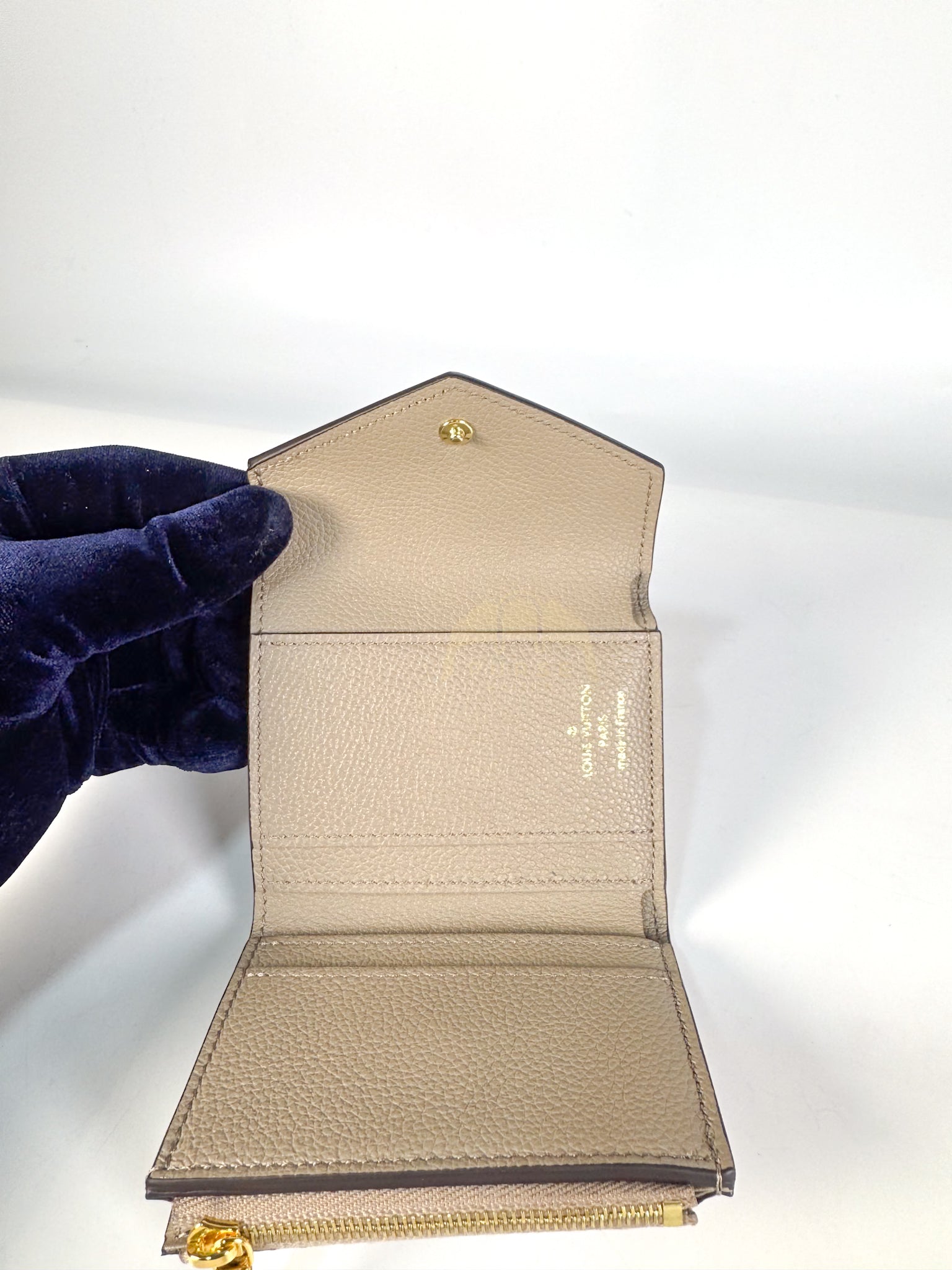 Rosalie Wallet in Tourterelle Monogram Empreinte Leather (Microchip) | Purse Maison Luxury Bags Shop