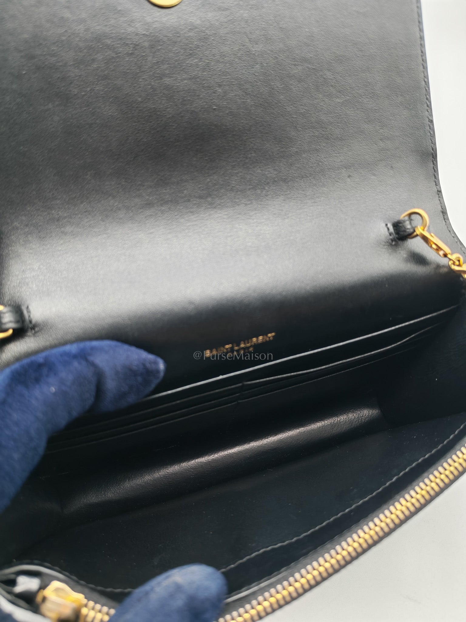 Kate Tassel Bag in Black Croc-Embossed Leather & Gold Hardware