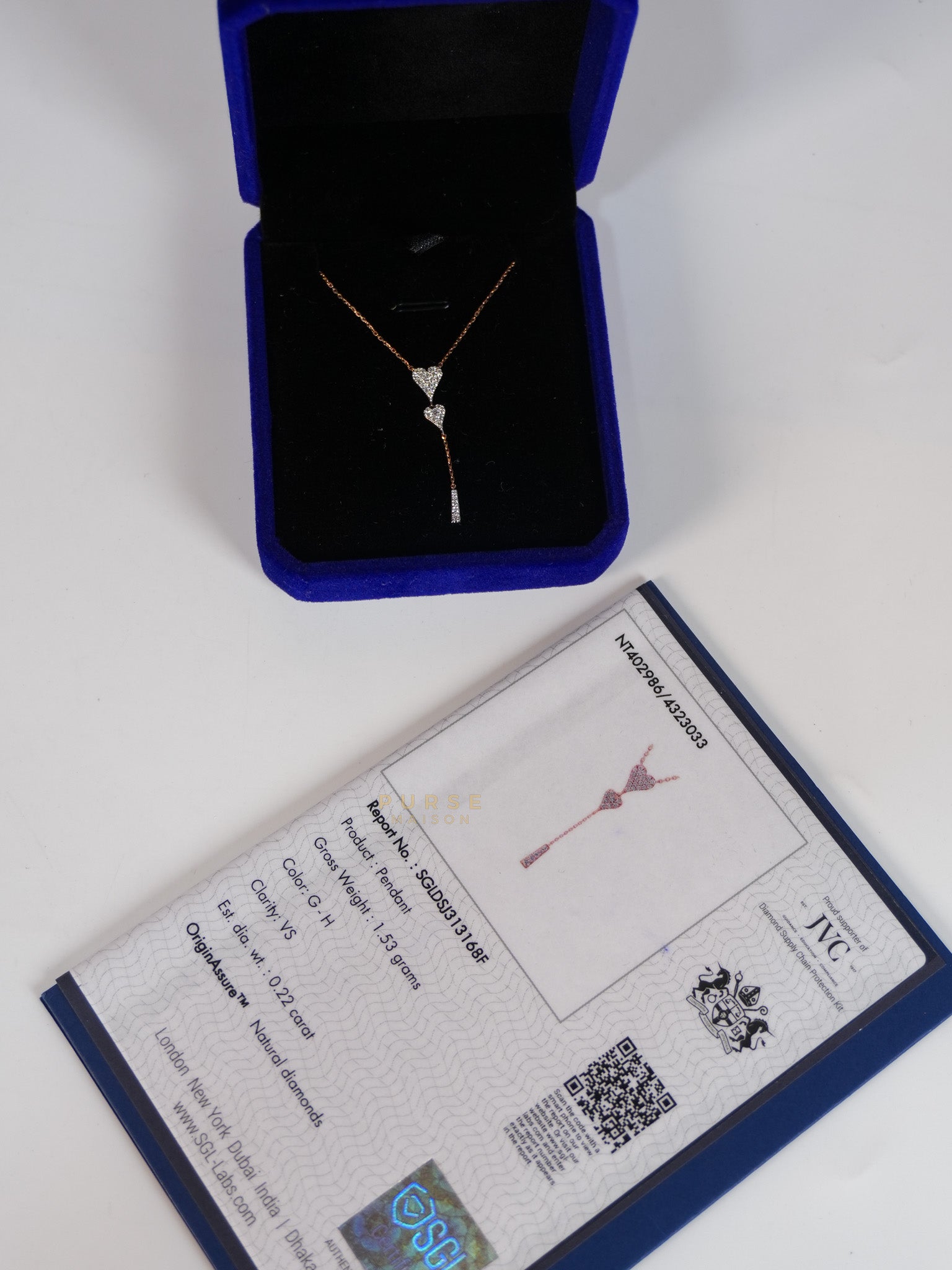 Rose Gold /18kt (750) 0.22 Carat Natural Diamond Pendant Necklace 1.53 grams | Purse Maison Luxury Bags Shop