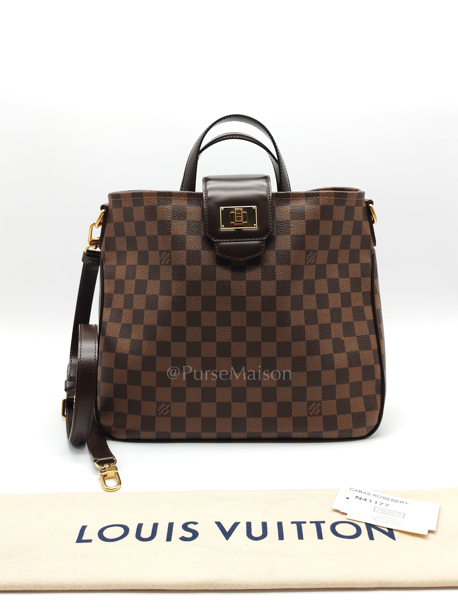 Roseberry Cabas in Damier Ebene Canvas Shoulder Bag (Date Code: AR1122) | Purse Maison Luxury Bags Shop
