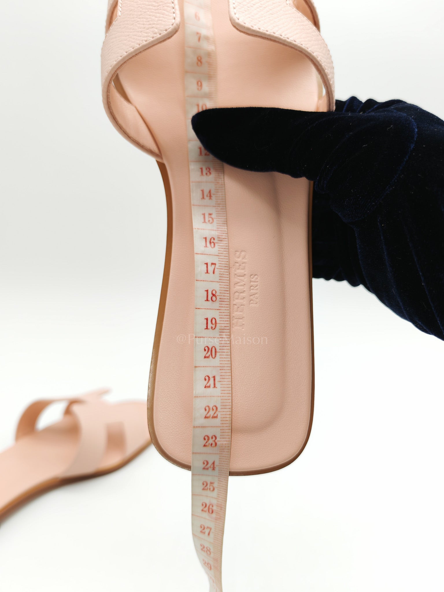 Oran Sandals in Rose Pale Epsom Leather Size 37 EU (23.5 cm)