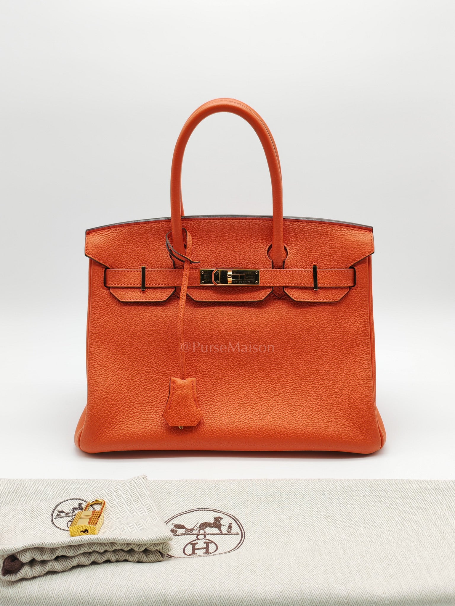 Birkin 30 in Poppy Orange Togo Leather & Gold Hardware Stamp A (2017)