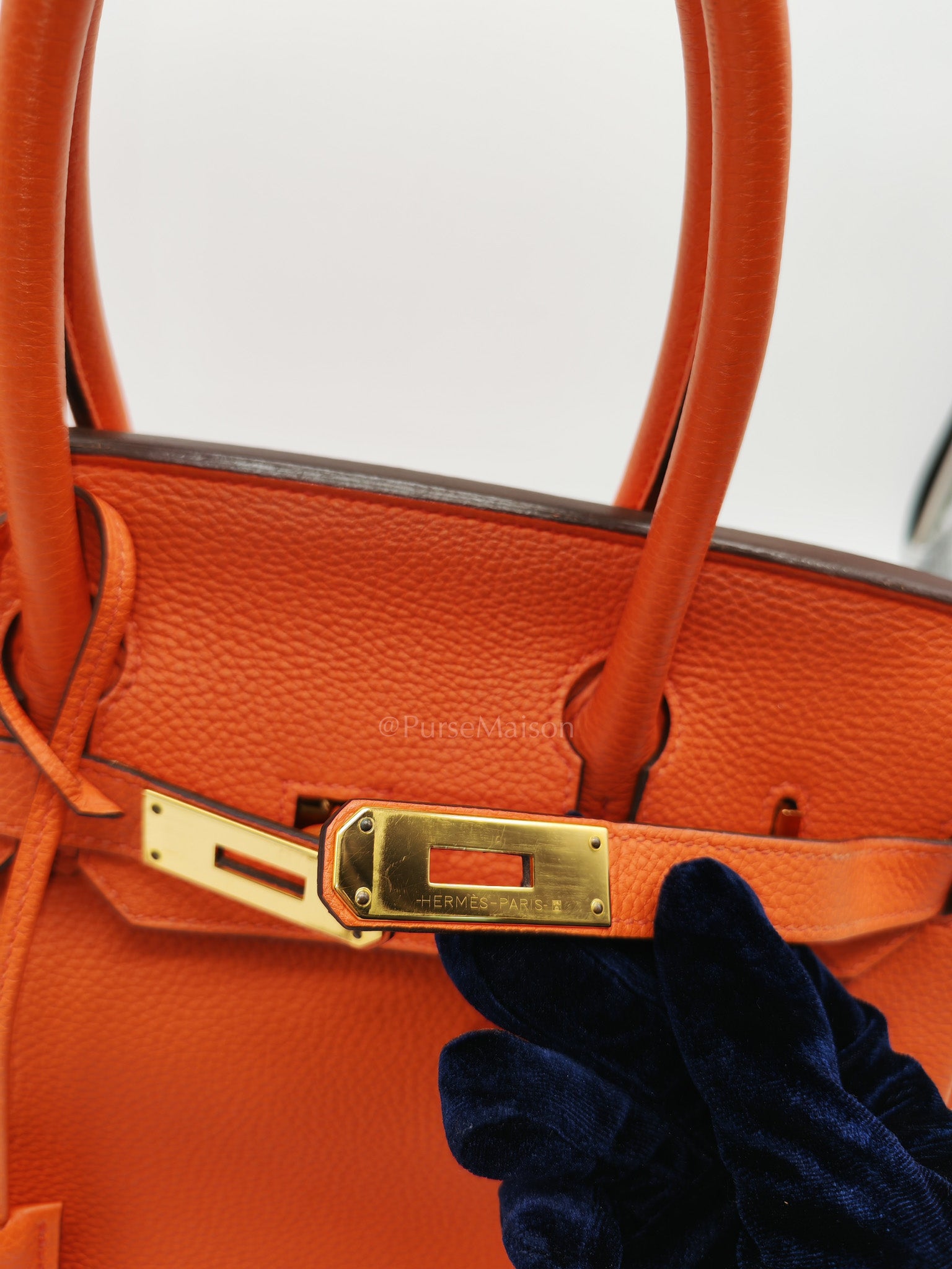 Birkin 30 in Poppy Orange Togo Leather & Gold Hardware Stamp A (2017)