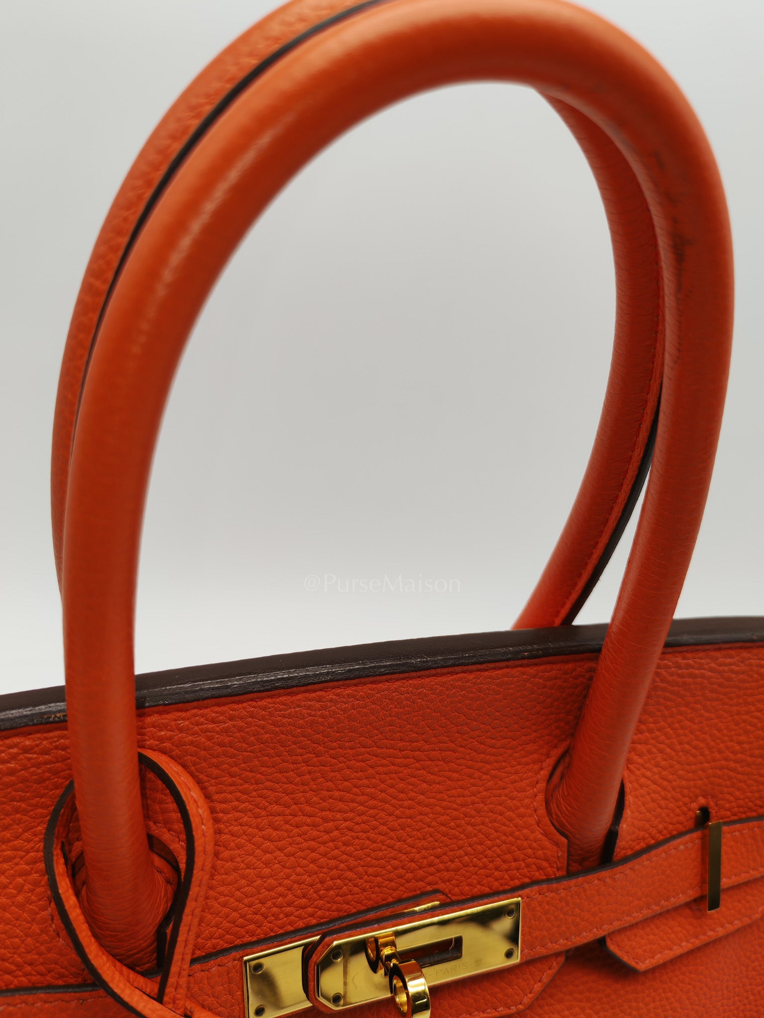 Birkin 30 in Poppy Orange Togo Leather & Gold Hardware Stamp A (2017)