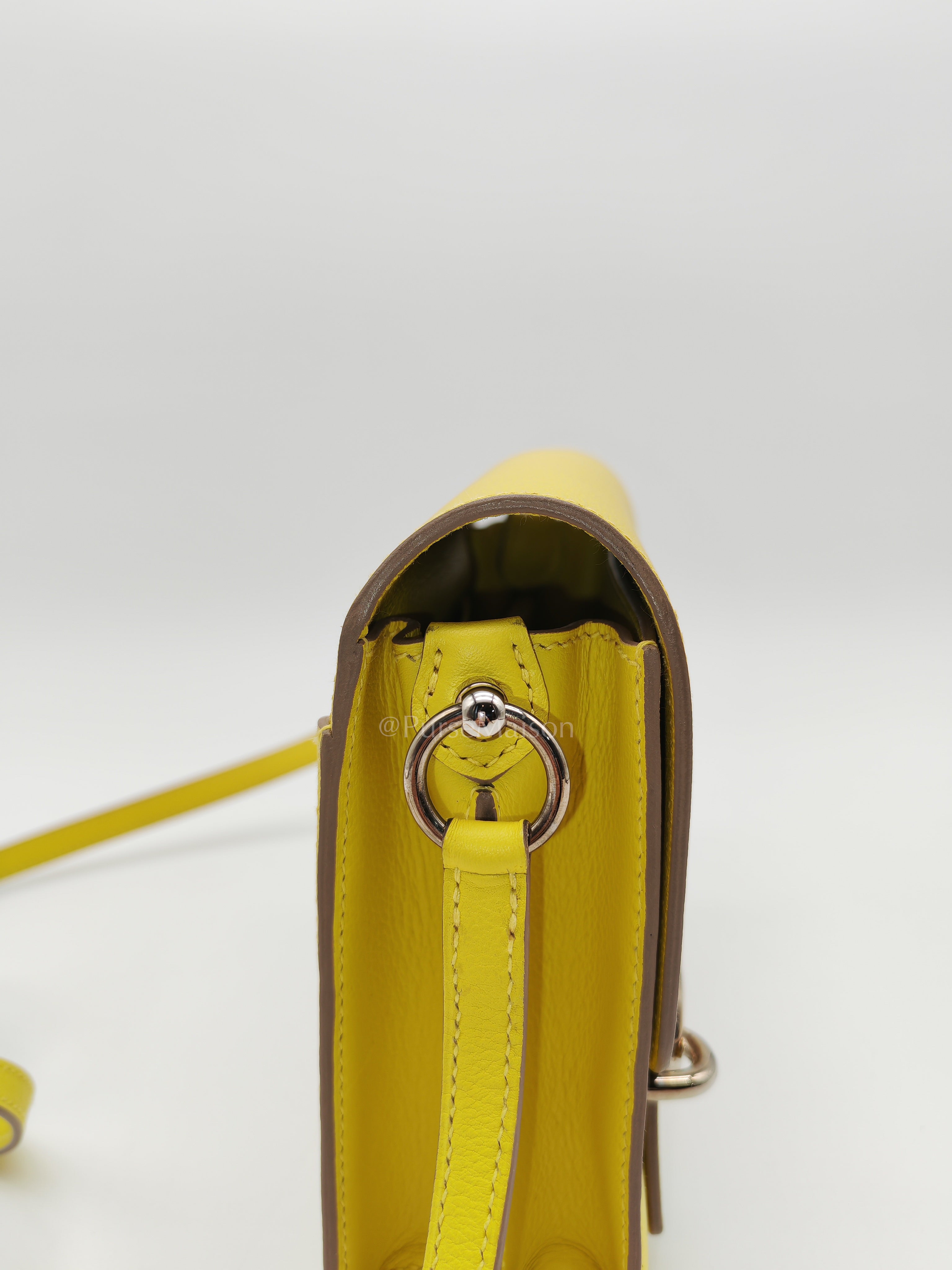 Roulis Mini in Vibrant Lime Evercolor Leather & Light Gold Hardware Stamp D (2019) | Purse Maison Luxury Bags Shop
