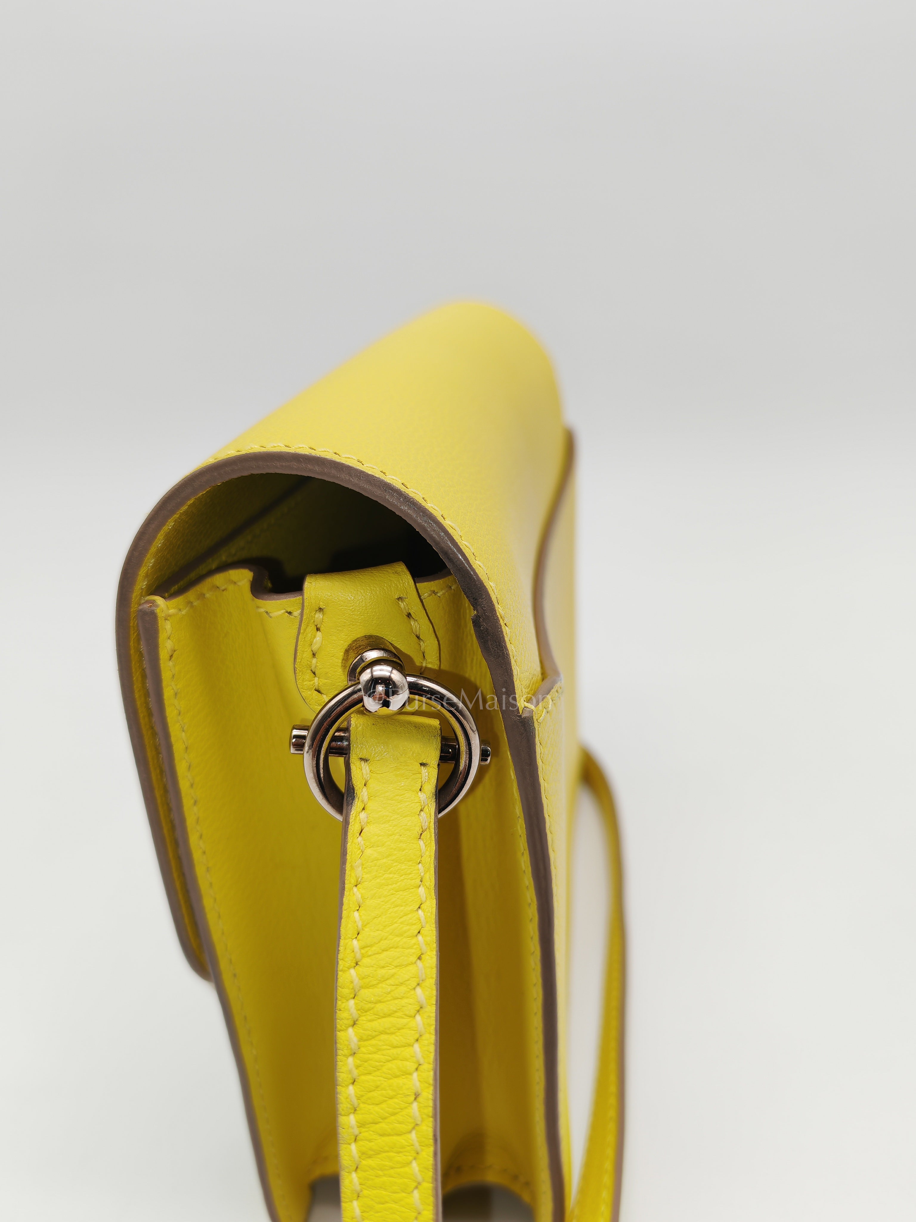 Roulis Mini in Vibrant Lime Evercolor Leather & Light Gold Hardware Stamp D (2019) | Purse Maison Luxury Bags Shop