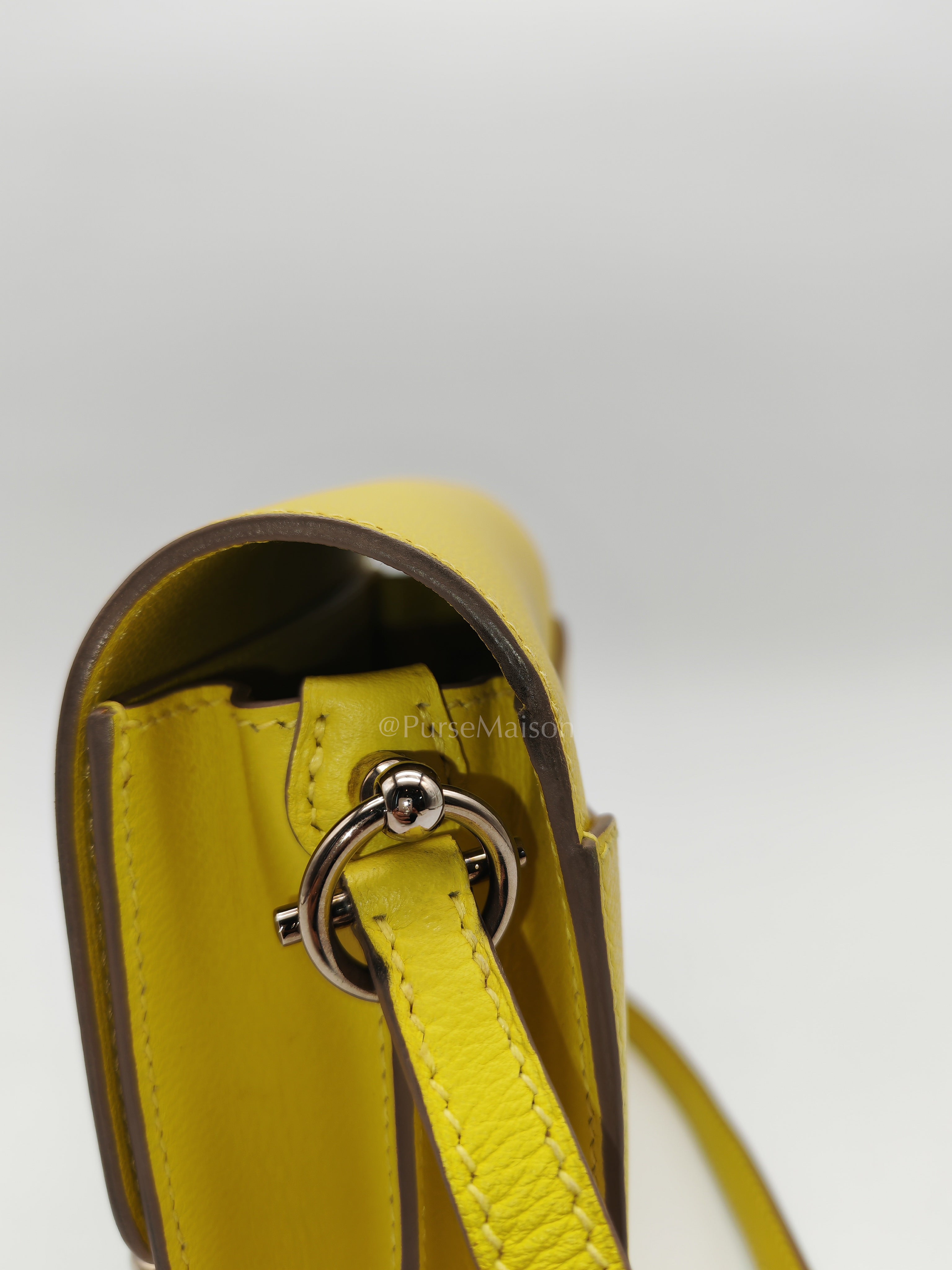 Roulis Mini in Vibrant Lime Evercolor Leather & Light Gold Hardware Stamp D (2019) | Purse Maison Luxury Bags Shop