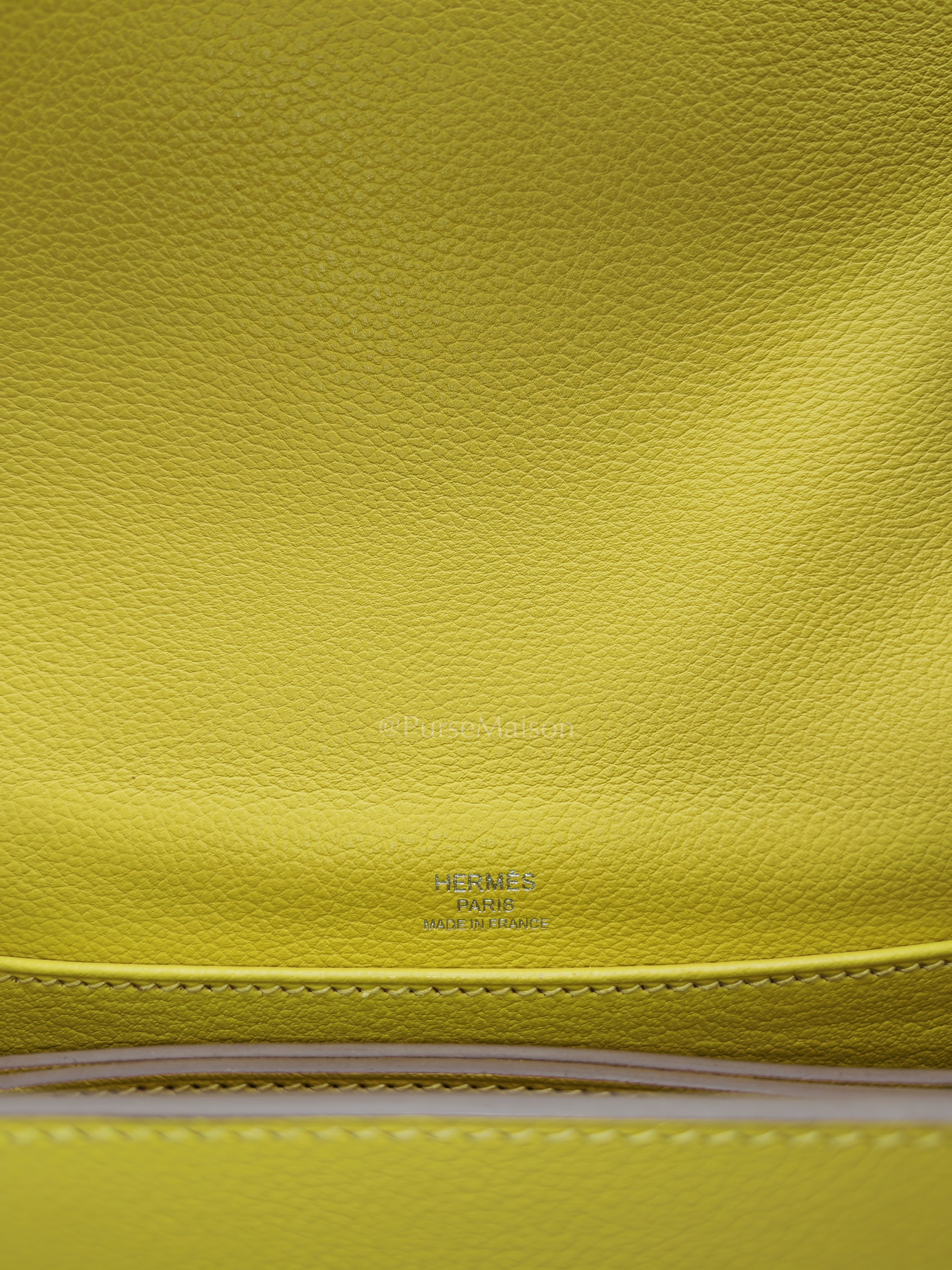 Roulis Mini in Vibrant Lime Evercolor Leather & Light Gold Hardware Stamp D (2019) | Purse Maison Luxury Bags Shop