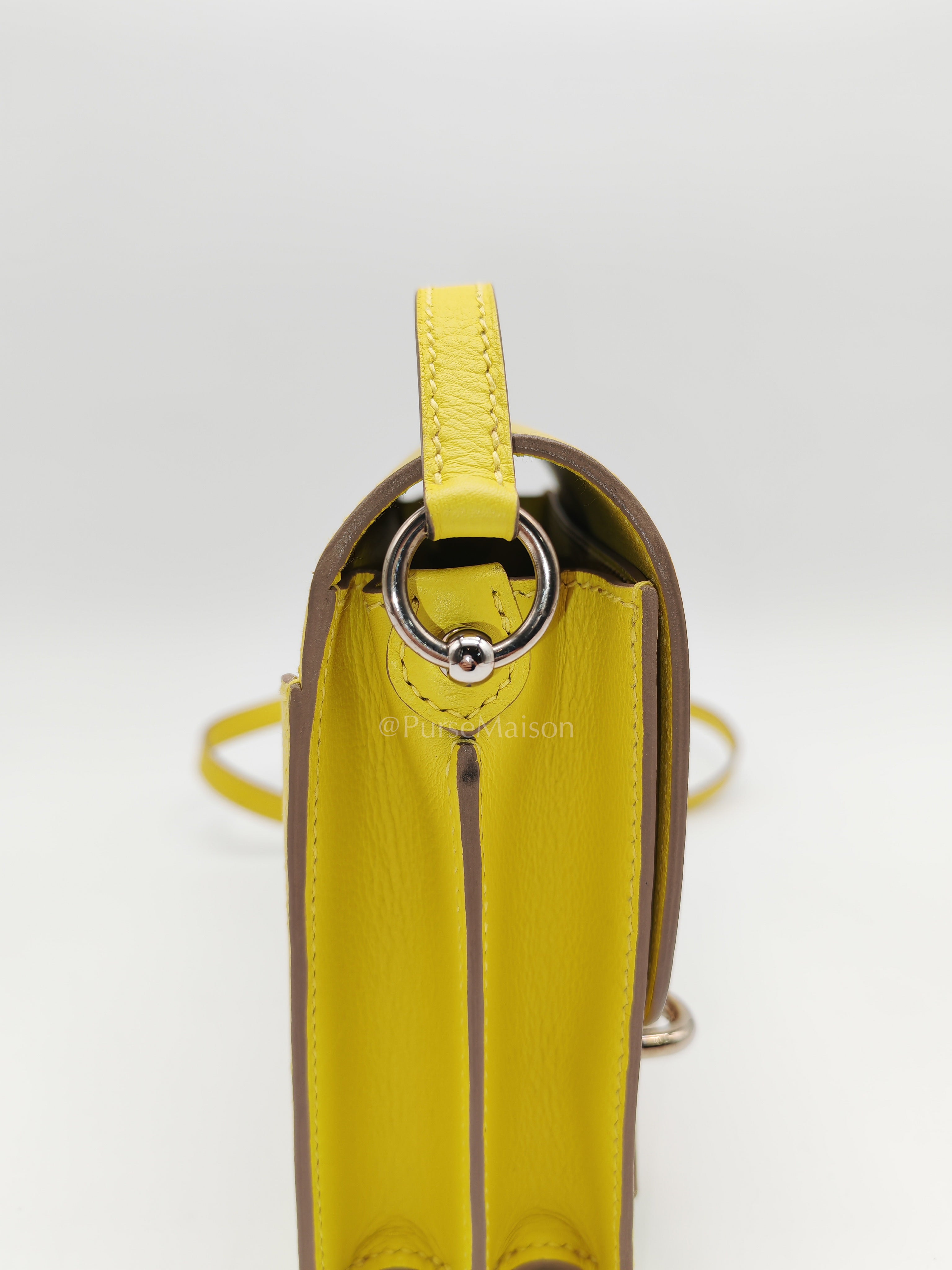 Roulis Mini in Vibrant Lime Evercolor Leather & Light Gold Hardware Stamp D (2019) | Purse Maison Luxury Bags Shop