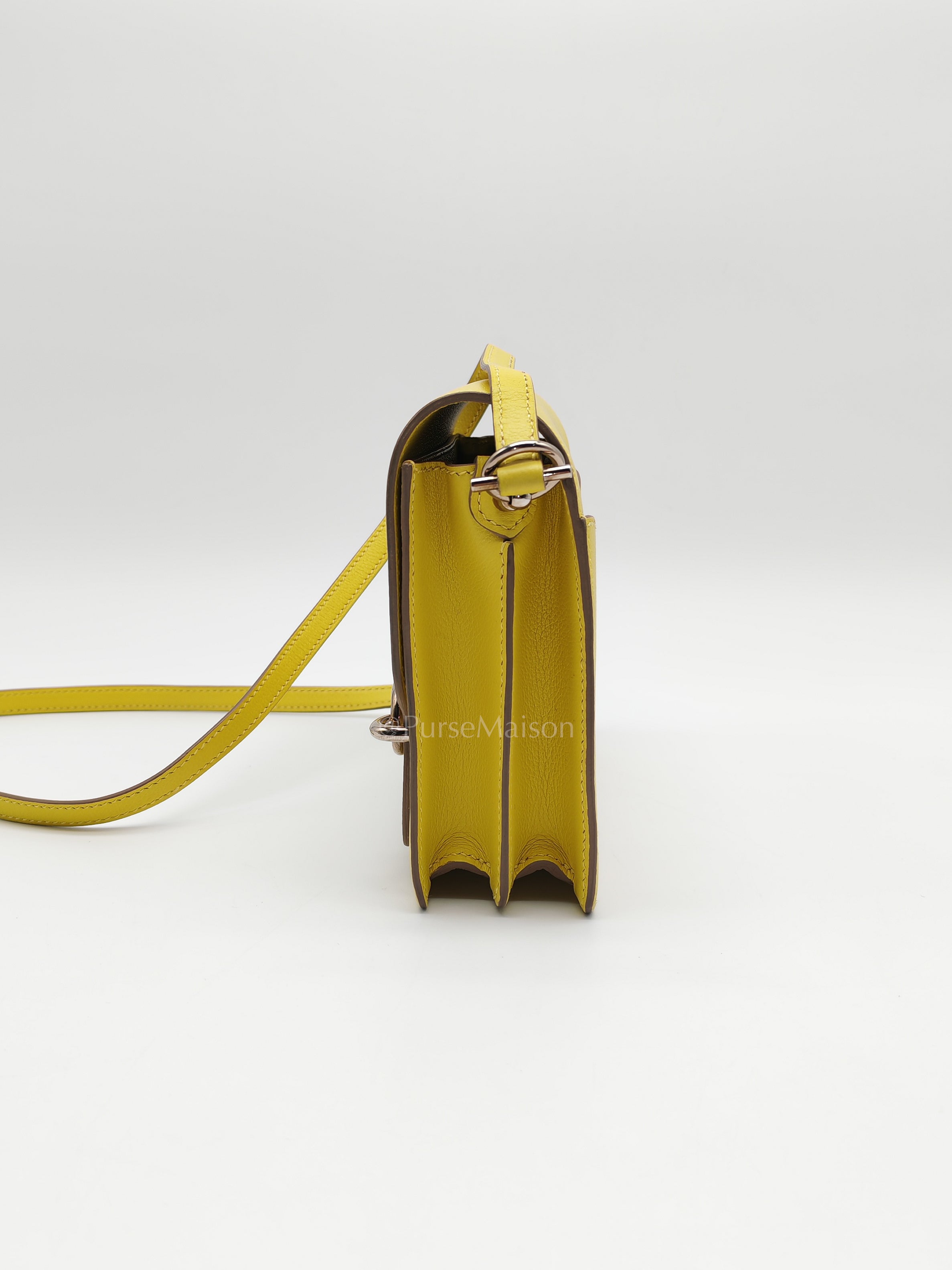 Roulis Mini in Vibrant Lime Evercolor Leather & Light Gold Hardware Stamp D (2019) | Purse Maison Luxury Bags Shop