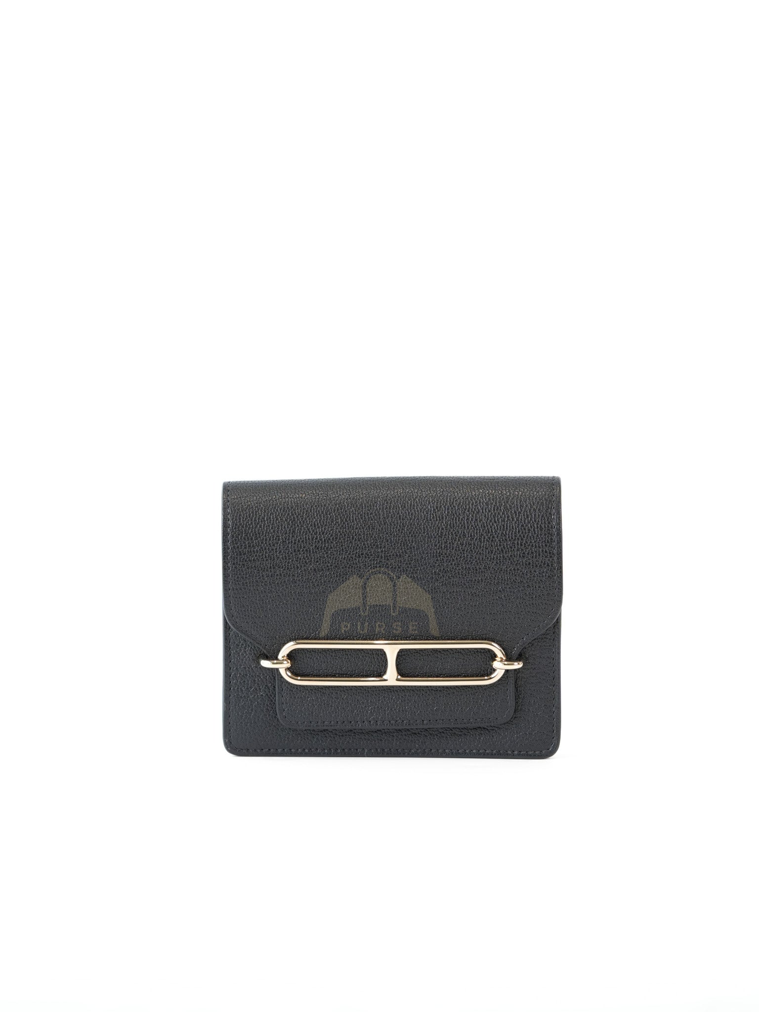 Roulis Slim Black in Chevre Mysore Leather and Gold Hardware Stamp B (2023) | Purse Maison Luxury Bags Shop