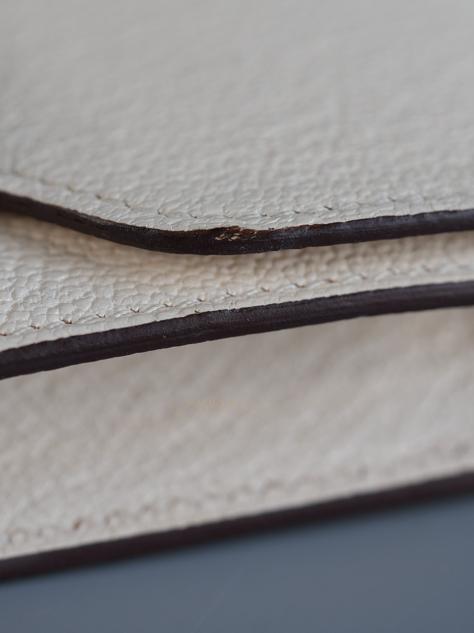 Roulis Slim Compact in Nata Chevre Mysore Leather Stamp B (2023) | Purse Maison Luxury Bags Shop