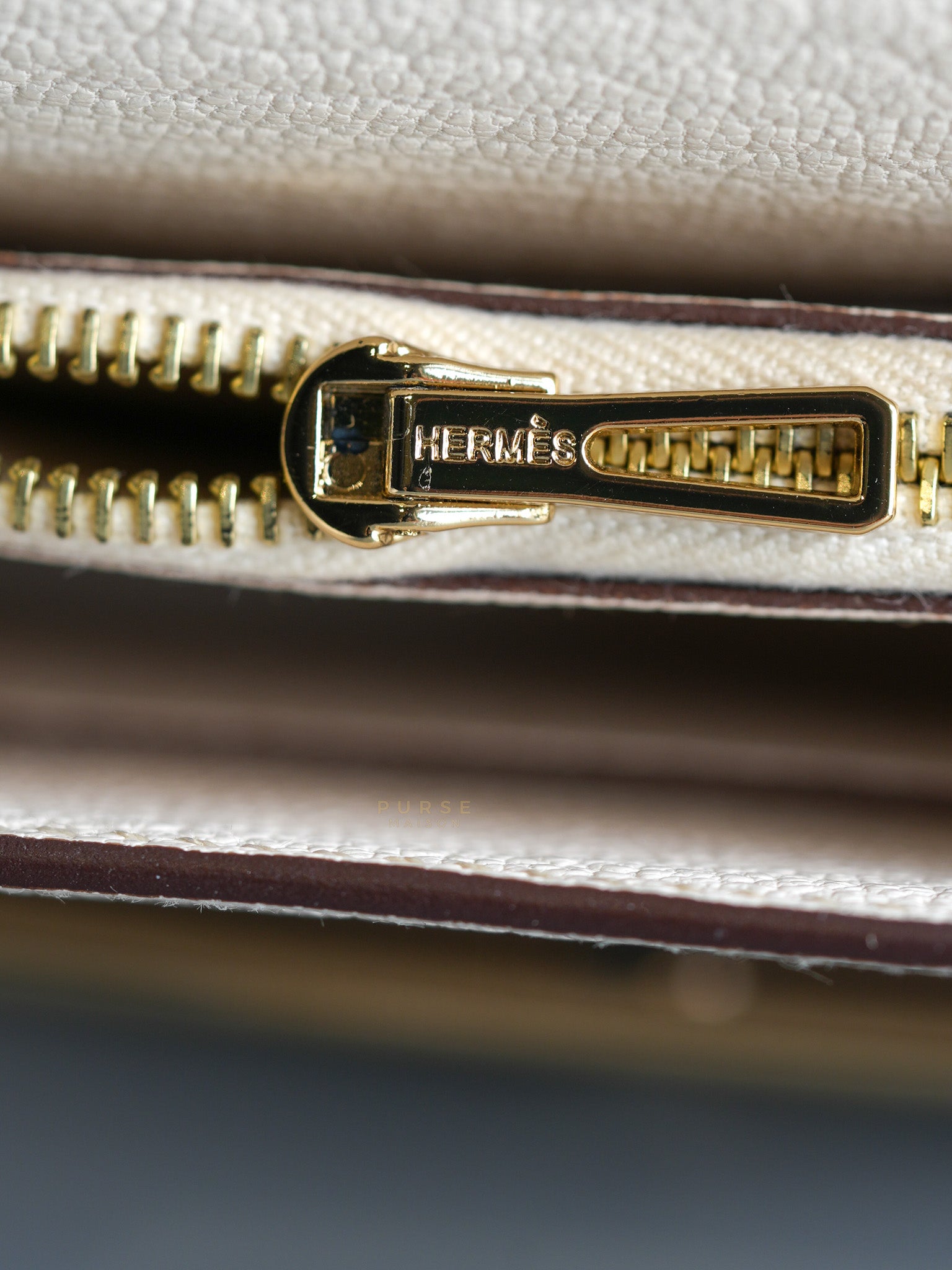 Roulis Slim Compact in Nata Chevre Mysore Leather Stamp B (2023) | Purse Maison Luxury Bags Shop