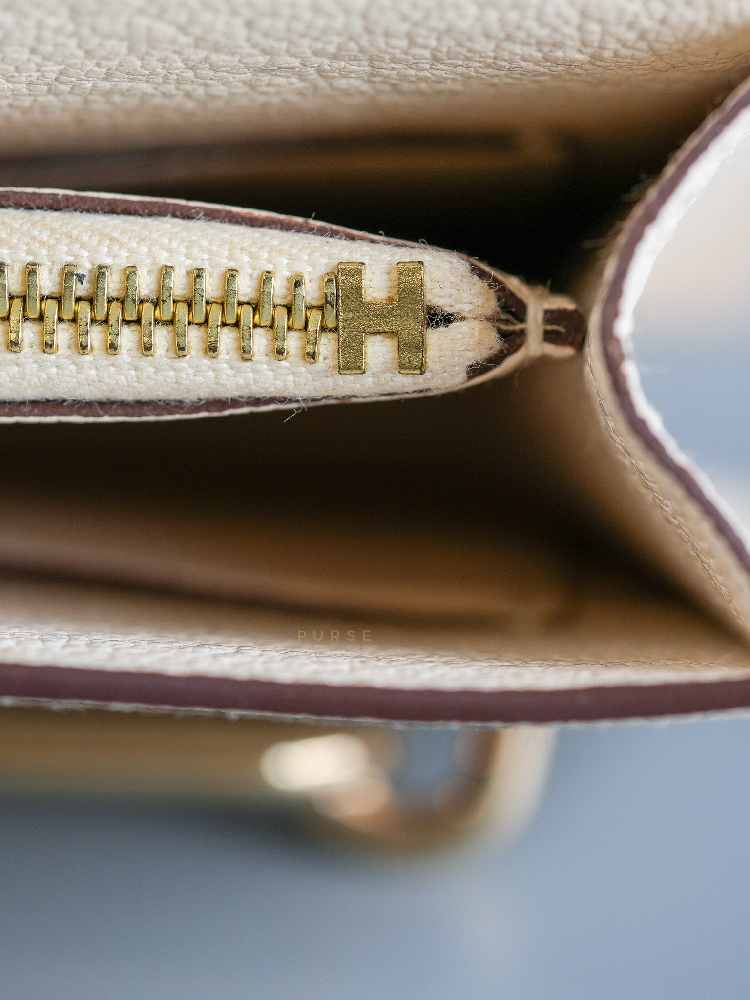 Roulis Slim Compact in Nata Chevre Mysore Leather Stamp B (2023) | Purse Maison Luxury Bags Shop