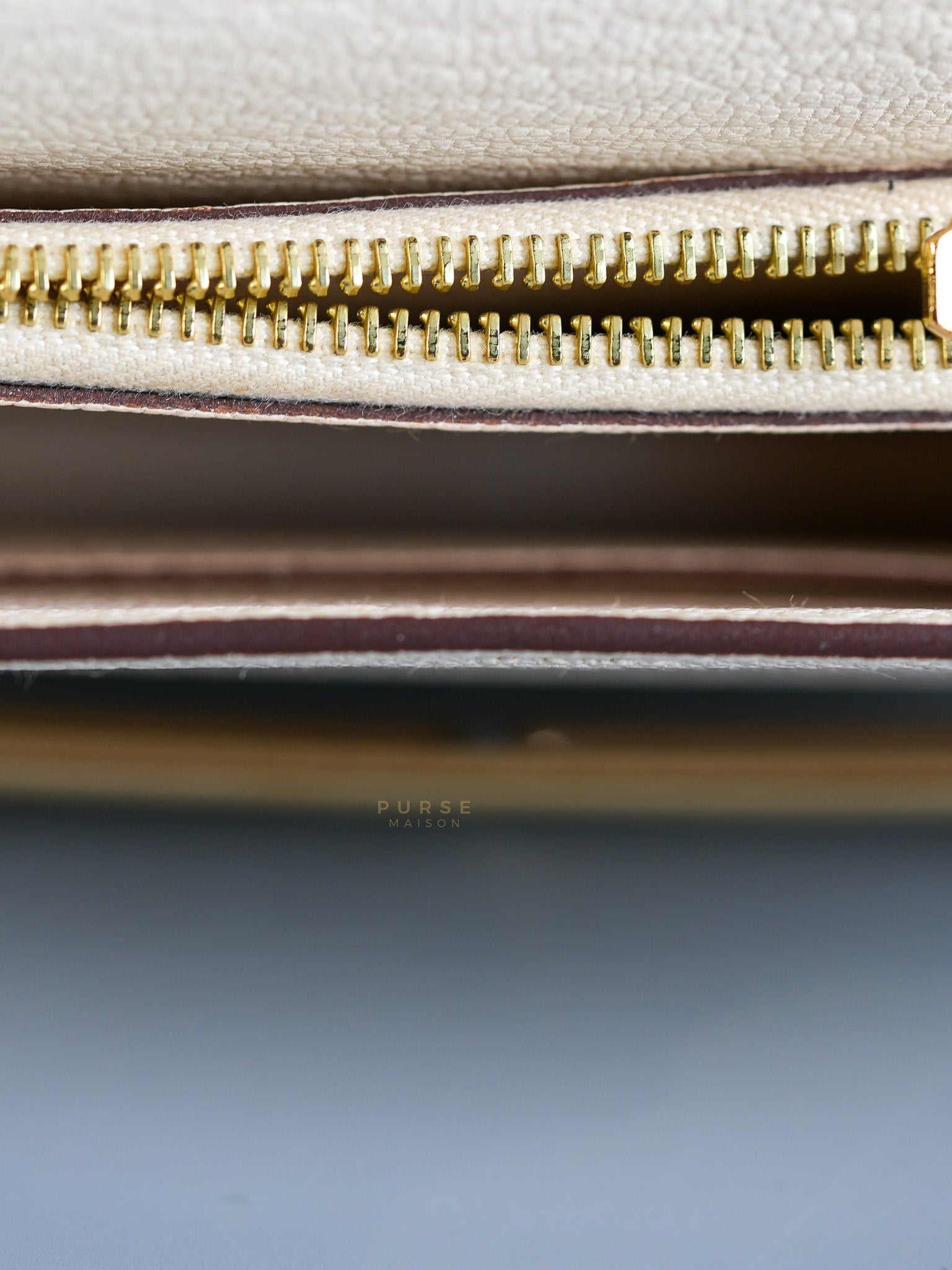 Roulis Slim Compact in Nata Chevre Mysore Leather Stamp B (2023) | Purse Maison Luxury Bags Shop