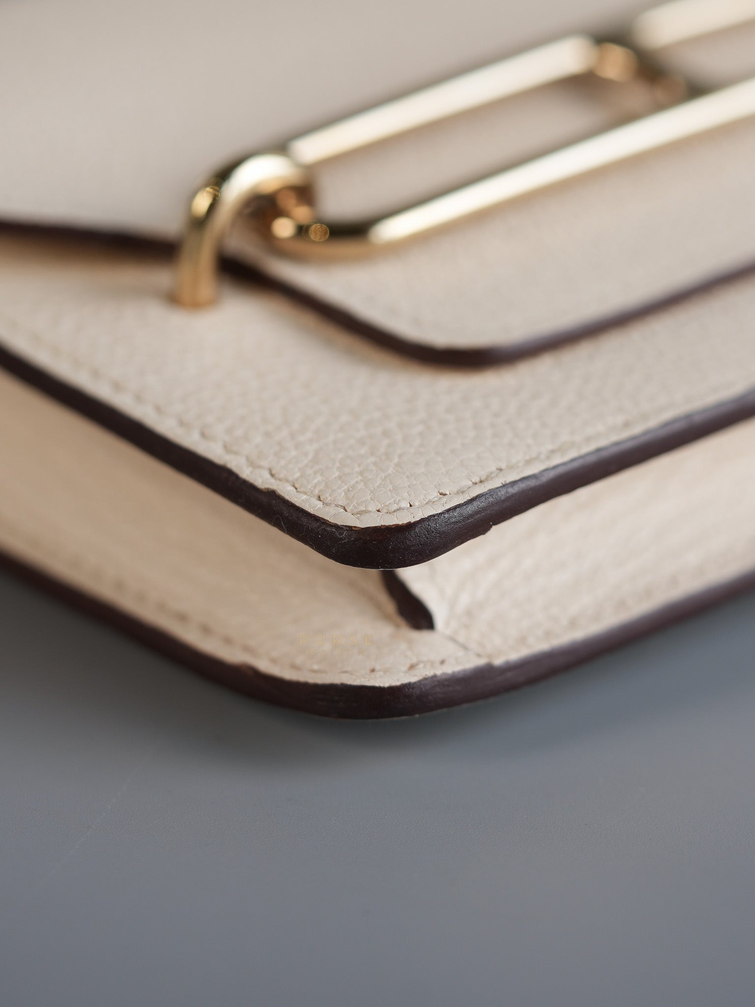 Roulis Slim Compact in Nata Chevre Mysore Leather Stamp B (2023) | Purse Maison Luxury Bags Shop