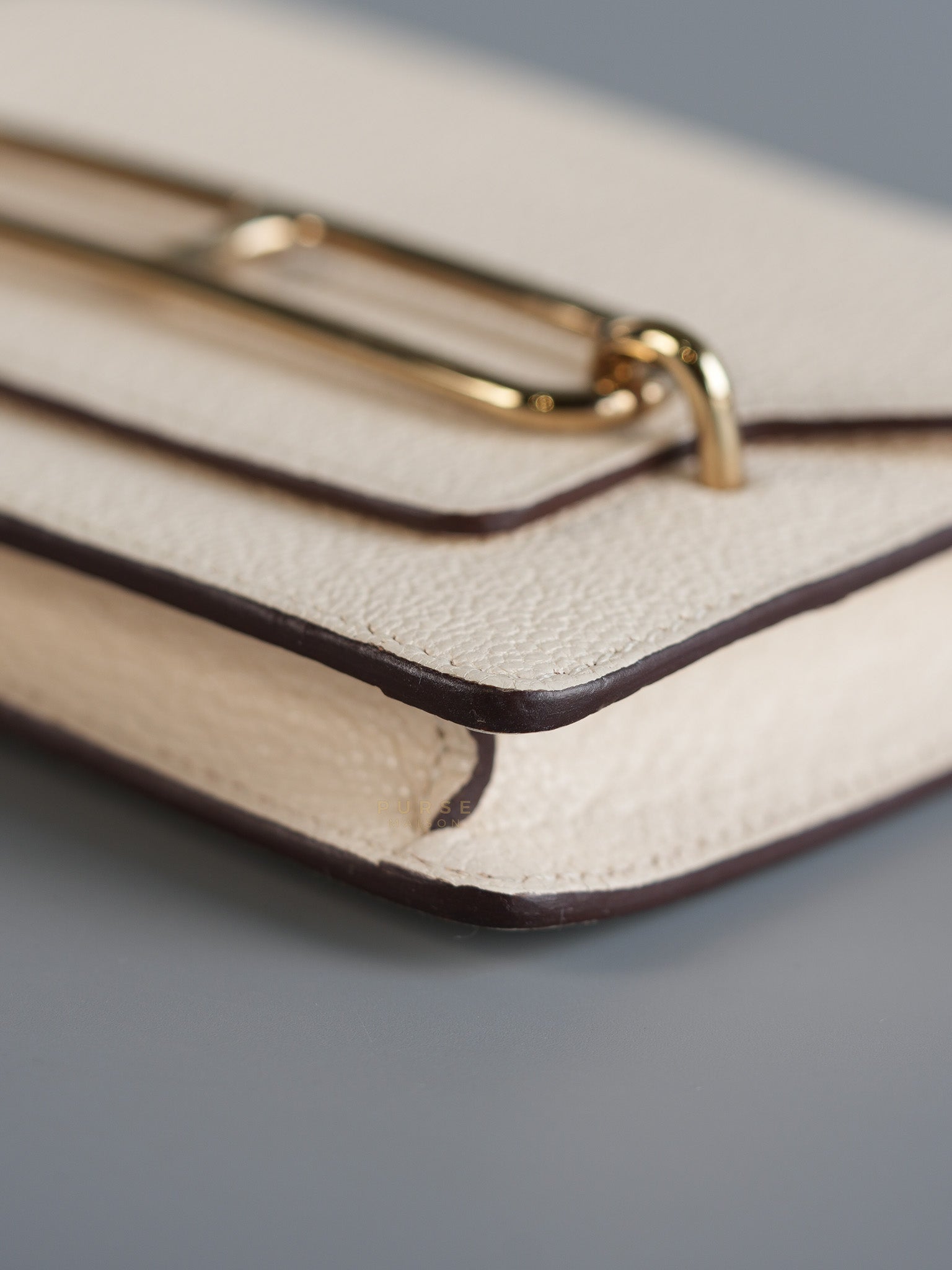 Roulis Slim Compact in Nata Chevre Mysore Leather Stamp B (2023) | Purse Maison Luxury Bags Shop