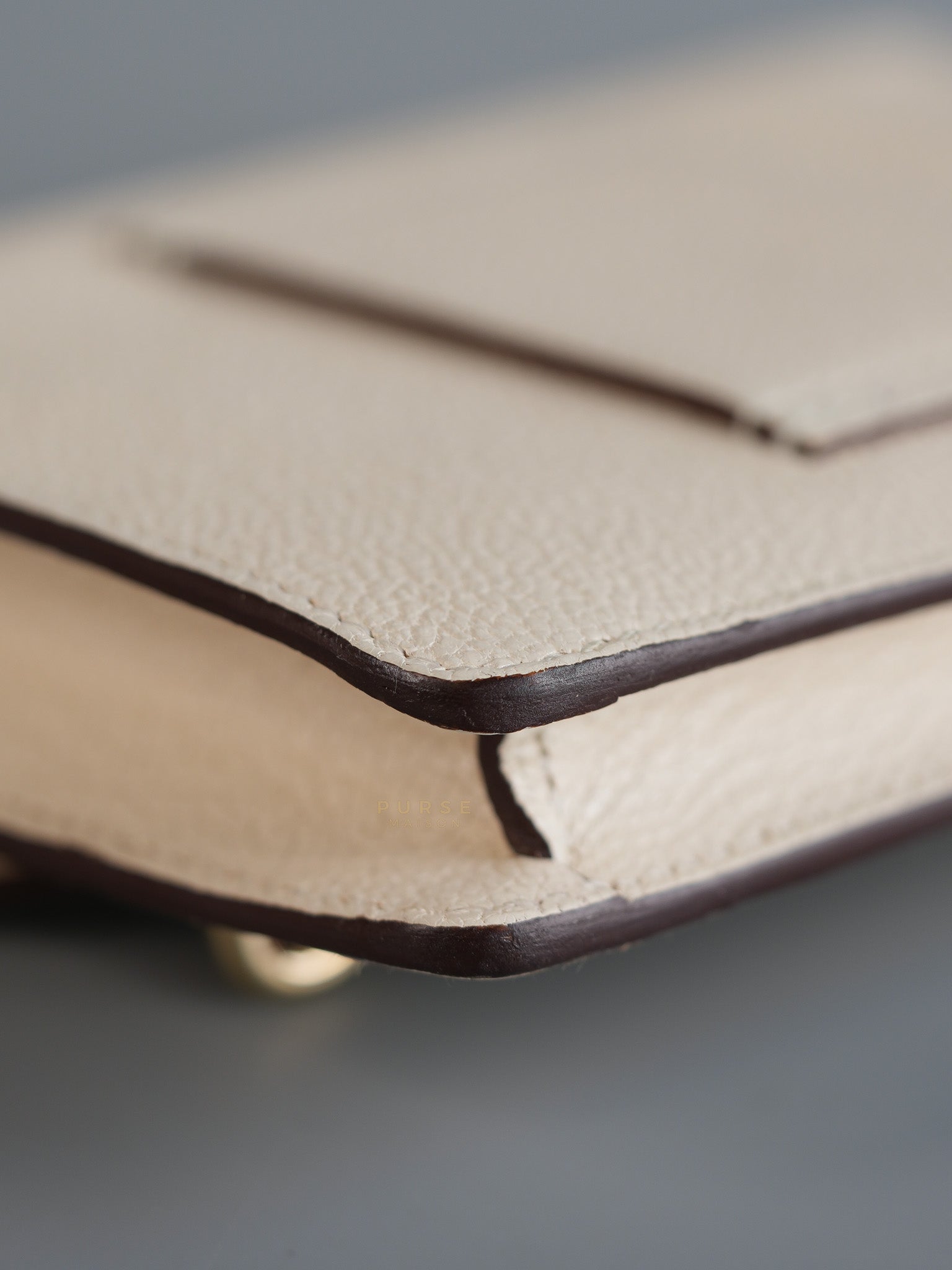 Roulis Slim Compact in Nata Chevre Mysore Leather Stamp B (2023) | Purse Maison Luxury Bags Shop