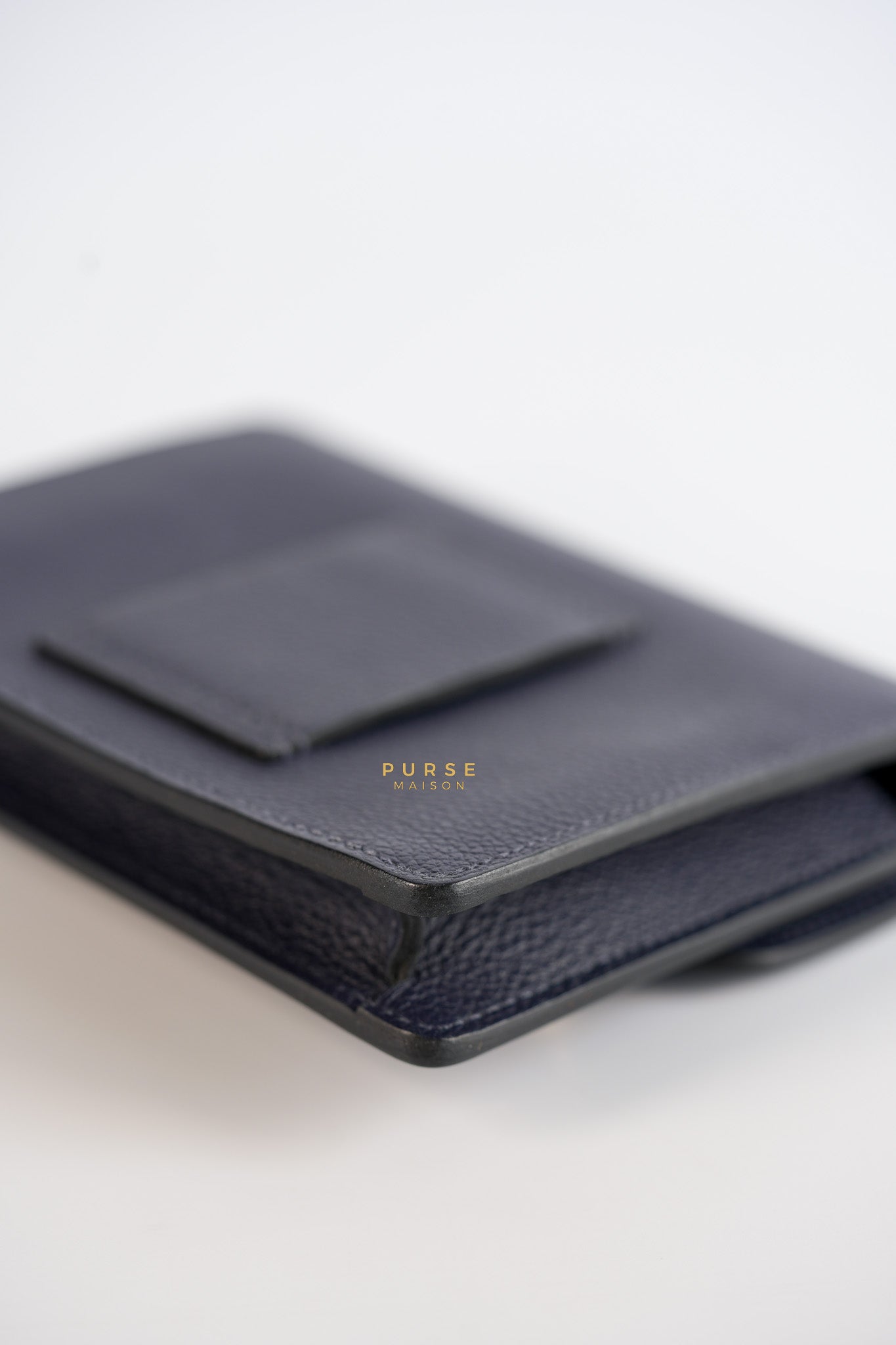 Roulis Slim Wallet Blue Nuit Evercolor Permabrass Hardware Stamp A | Purse Maison Luxury Bags Shop