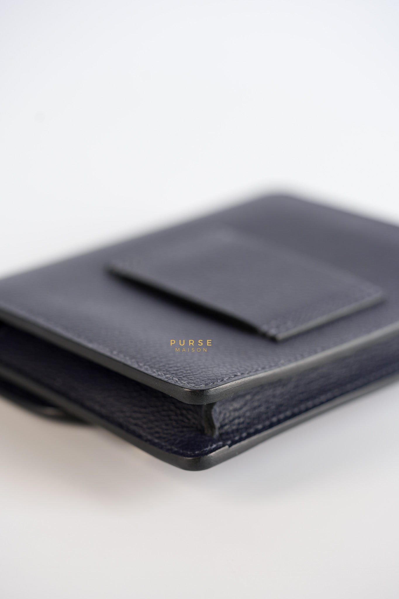 Roulis Slim Wallet Blue Nuit Evercolor Permabrass Hardware Stamp A | Purse Maison Luxury Bags Shop